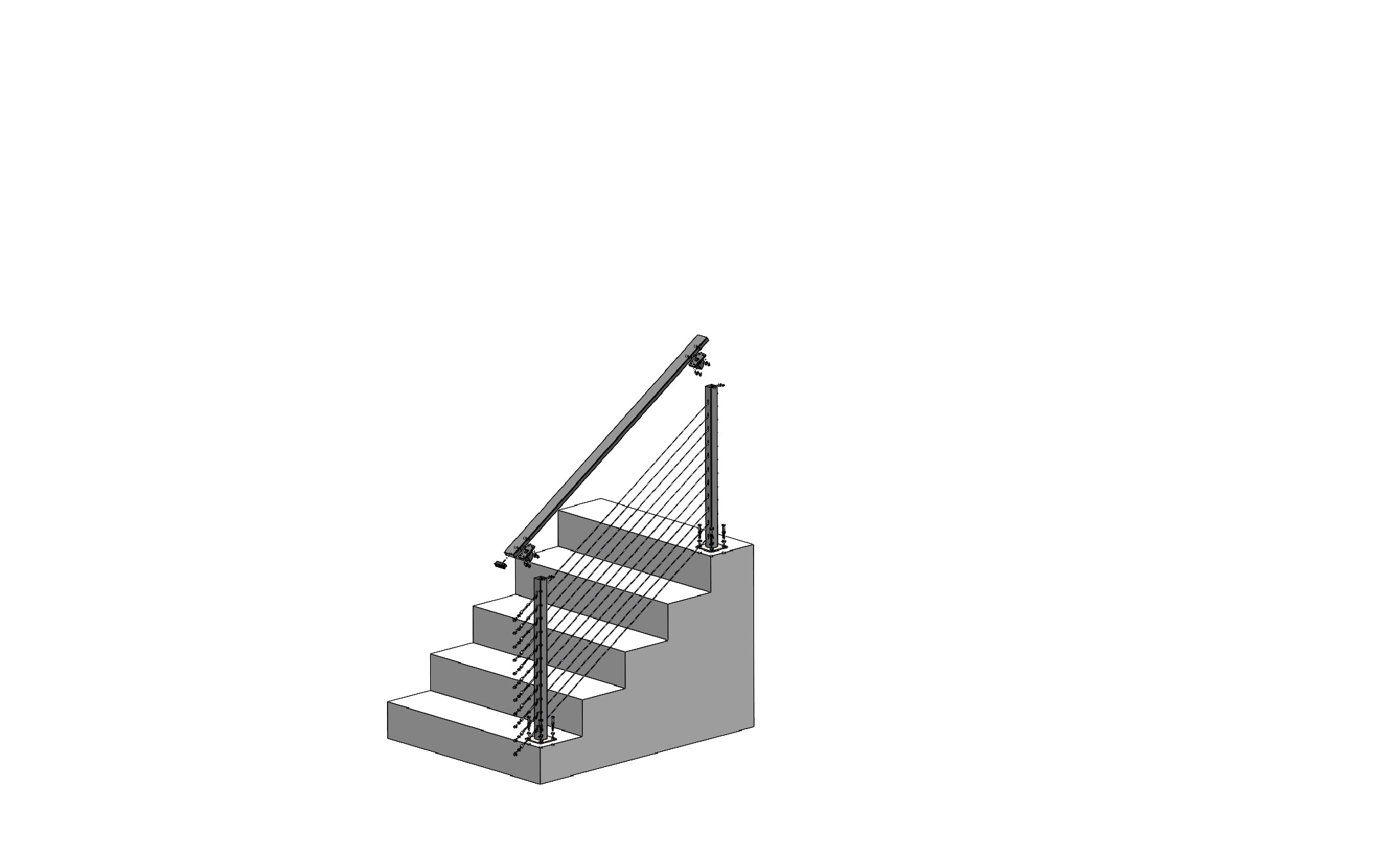 CityPost Stair Deck Mount 6-ft x 5in x 36-in Black Steel Deck Cable Rail  Kit in the Deck Railing Systems department at