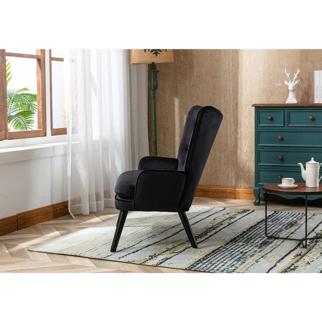 Clihome Armchair Modern Black Velvet Accent Chair in the Chairs ...