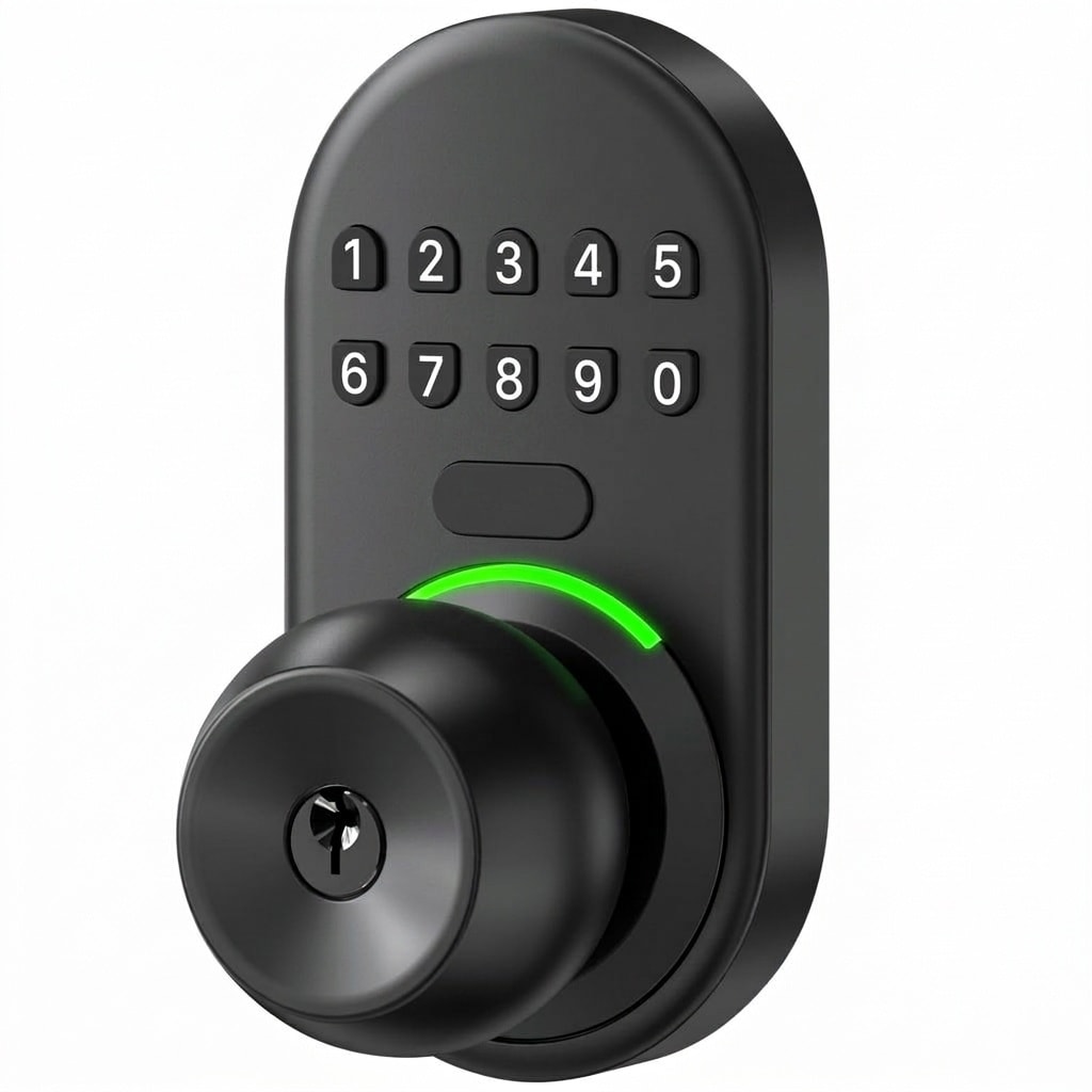 Etokfoks LET9AH0RO Aluminum Alloy Keypad Door Knob Lock Keyless Entry Electronic Code Lock Weather Resistant Auto Lock Feature