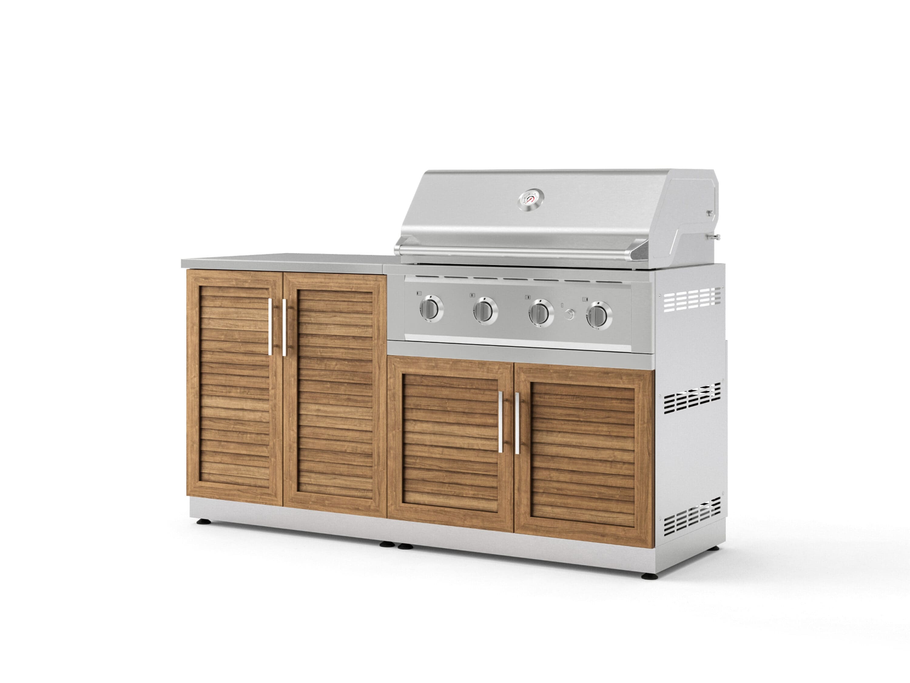 NewAge Products Classic Series 68-in W Modular Outdoor Kitchen Cabinet set with grill with 4 -Burners Gas Grill, Grove Stainless steel Louvered Door Sansujyuku sansujyuku.com