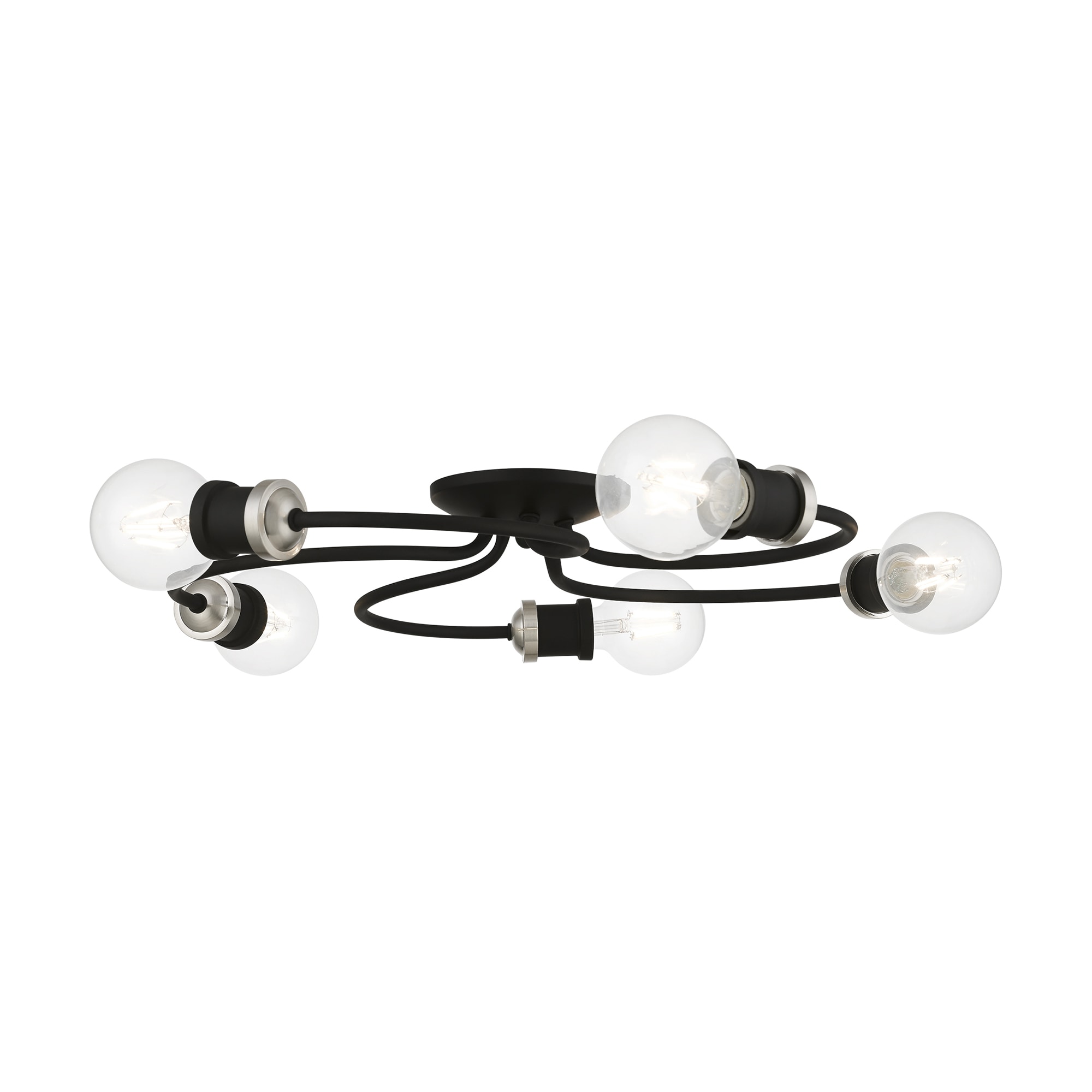Bromley 20" Dual-Tone Black and Brushed Nickel 5-Light Flush Mount