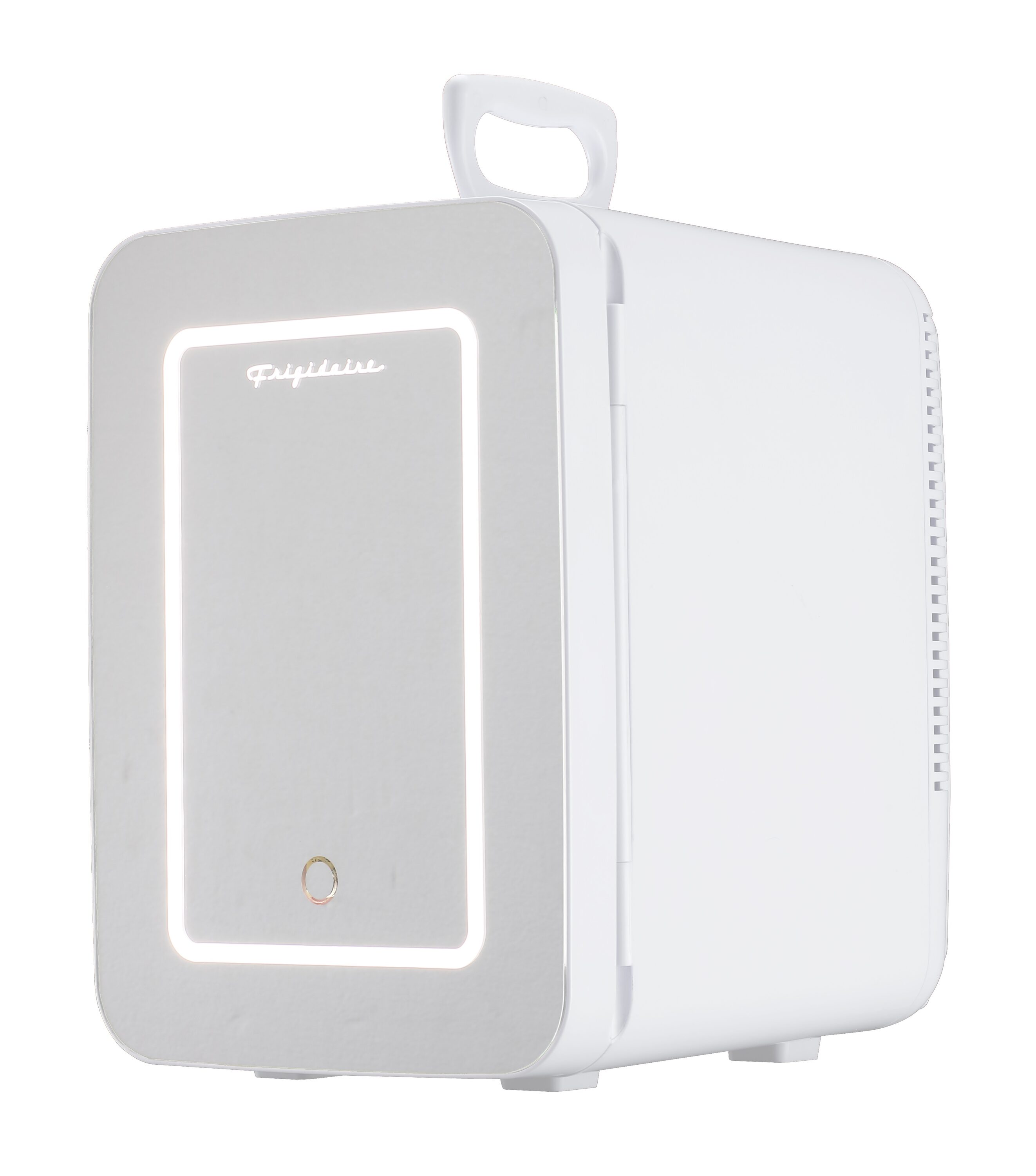Compact White Thermoelectric Mini Fridge with Lighted Mirror