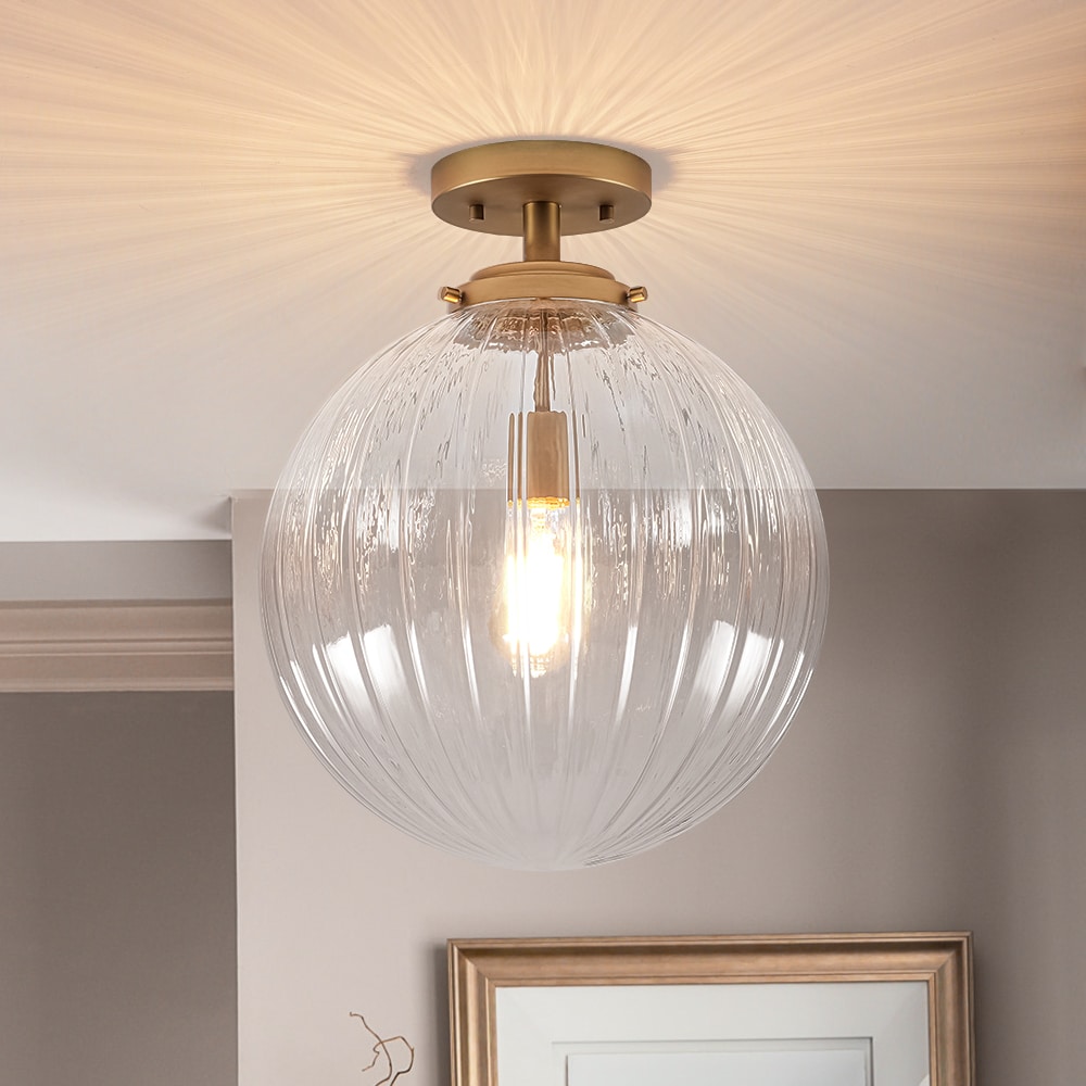 Wonderindoor 14.96-in Brushed Gold Indoor 1 -Light LED Semi-flush Mount Light