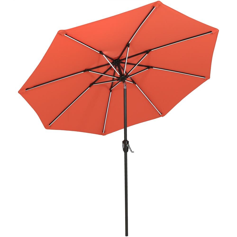 Sunnydaze Decor JLP-709 8.5-ft Burnt Orange Solar Powered Push-button Tilt Market Patio Umbrella