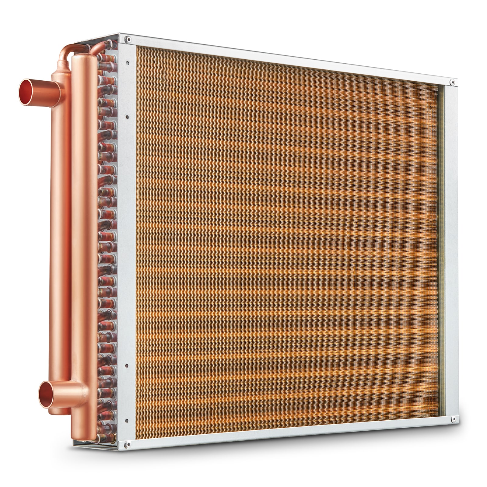 VEVOR SCCPGSHRQ18205613V0 Heat Exchanger Water to Air  18inx 20in with 3-Row 3/8in Copper Ports  242 Aluminum Fins Heat Exchanger for Outdoor Wood Furnaces  Residential Heating and Cooling  and Forced Air Heating