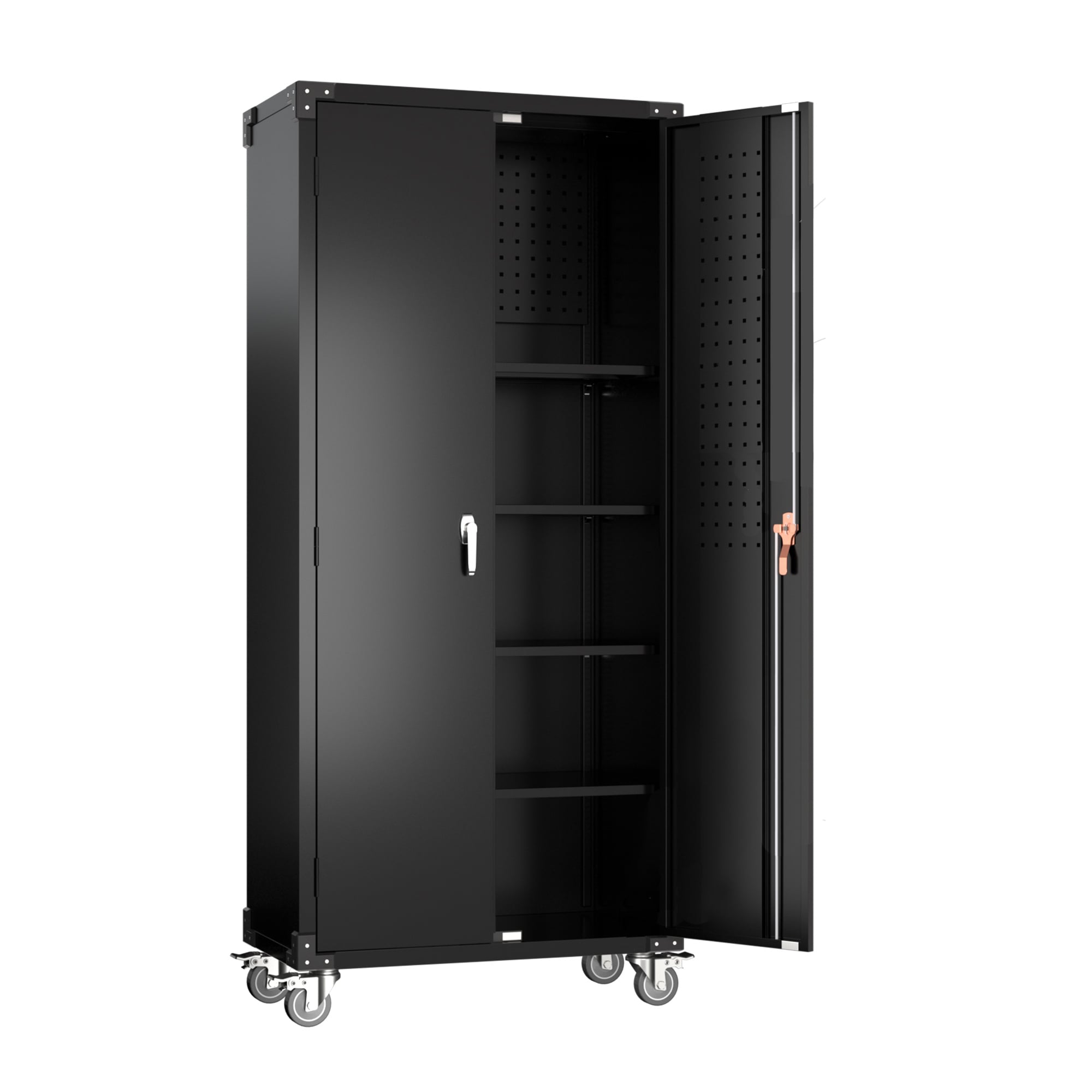 AOBABO 72 Inch Locking Metal Garage Storage Cabinet w/ Wheels and