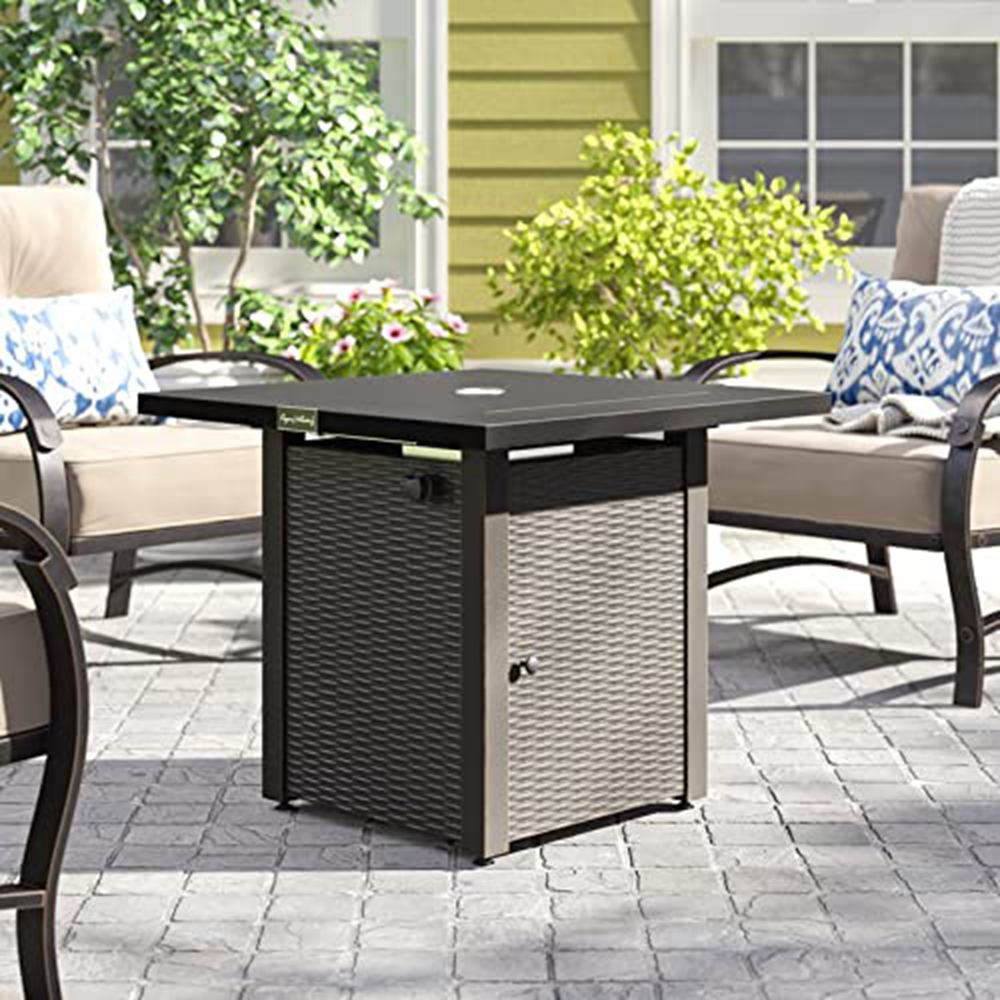 Runesay QCODH03-12 28-in W Black Steel Square Liquid propane Fire pit table