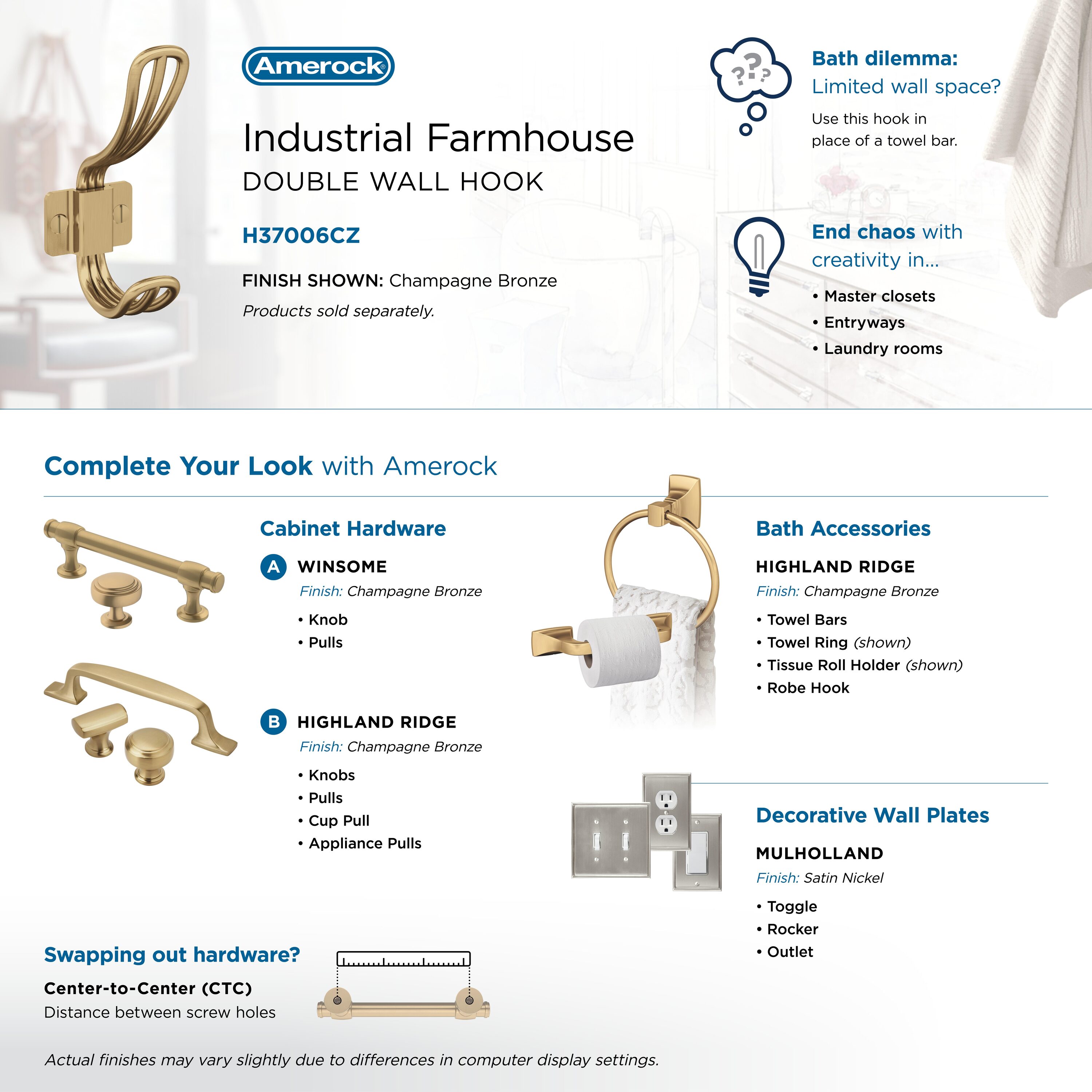 Amerock H37006CZ Decorative-Wall-Hooks - View #6