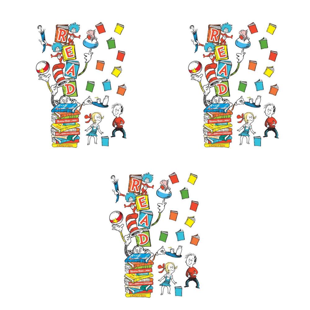 Eureka EU-849314-3 Dr. Seuss Reading All-in-One Door Decor Kit, 34 Per Set, 3 Sets
