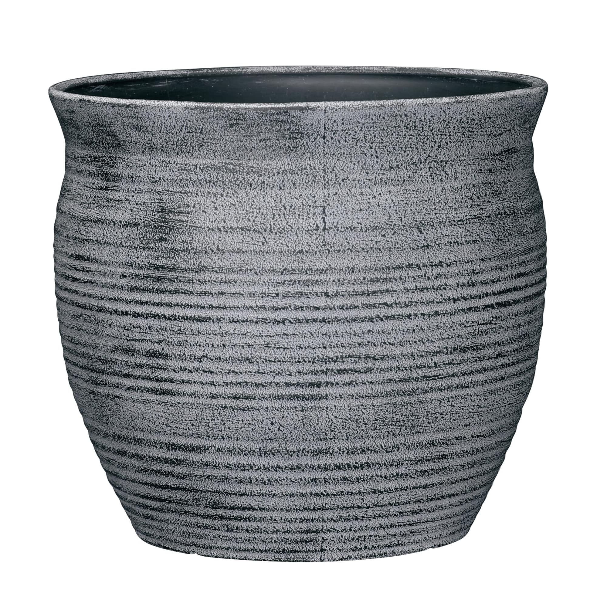 allen + roth PLJF113TKJ Round 12.05-in W Medium Black Recycled plastic Contemporary/Modern Indoor/Outdoor Planter with Drainage Holes