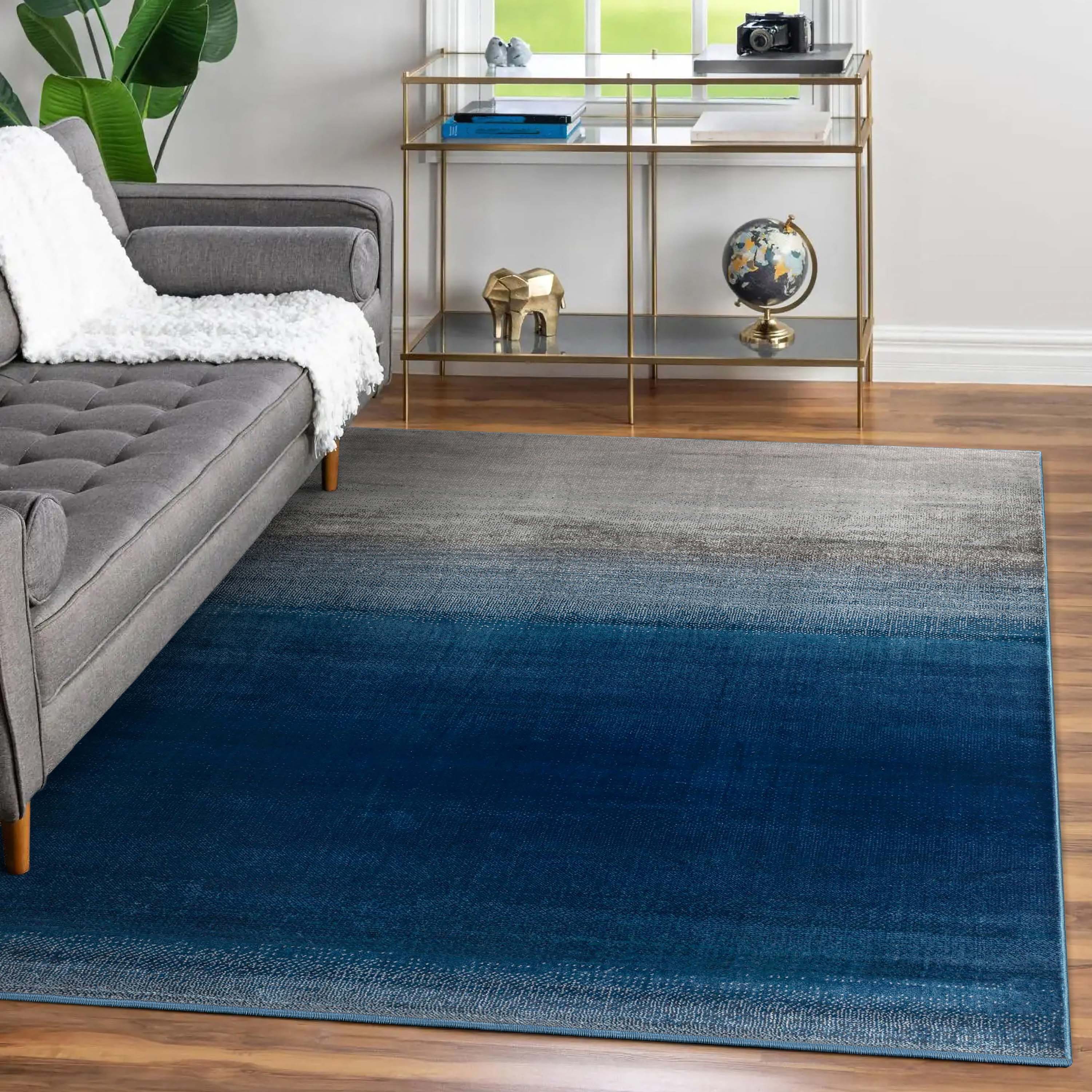 Well Woven 549545 5 x 7 (ft) Loomed Polypropylene Blue Rectangular Indoor Abstract Mid-Century Modern Area rug