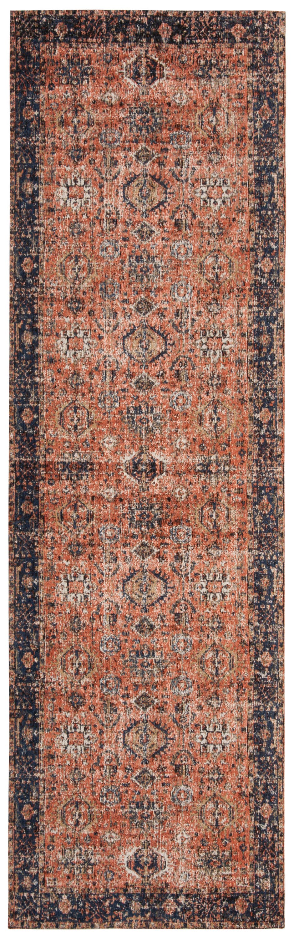 Safavieh CLV305P-26 Classic Vintage Bosque 2 x 6 (ft) Loomed Cotton Rust/Navy Rectangular Indoor Distressed/Overdyed Vintage Runner rug