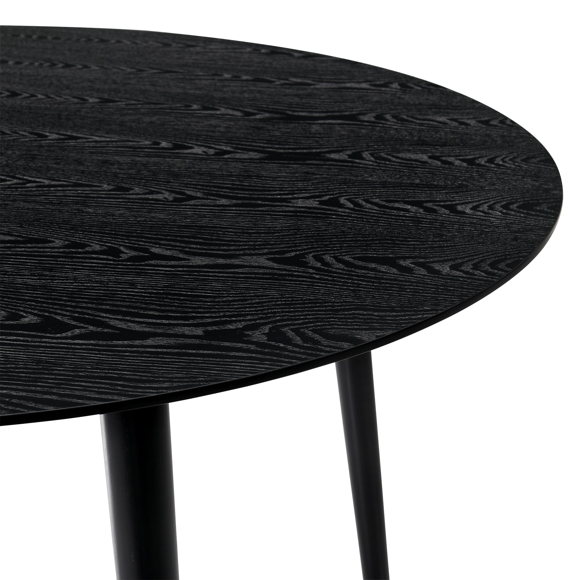 Scandinavian Modern 48" Black Wood Round Dining Table