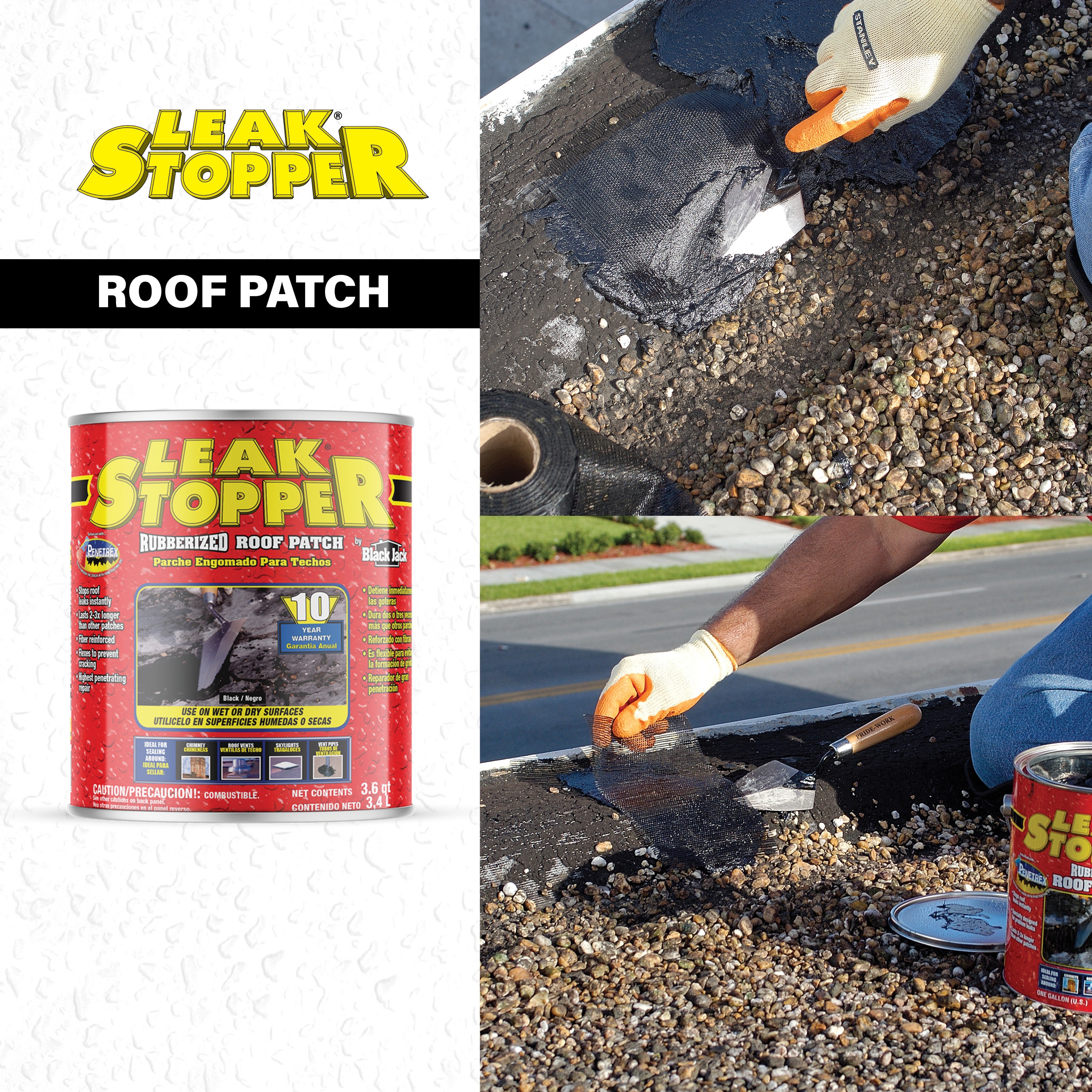 LEAK STOPPER 3.6-quart Fibered Waterproof Cement Roof Sealant In The ...