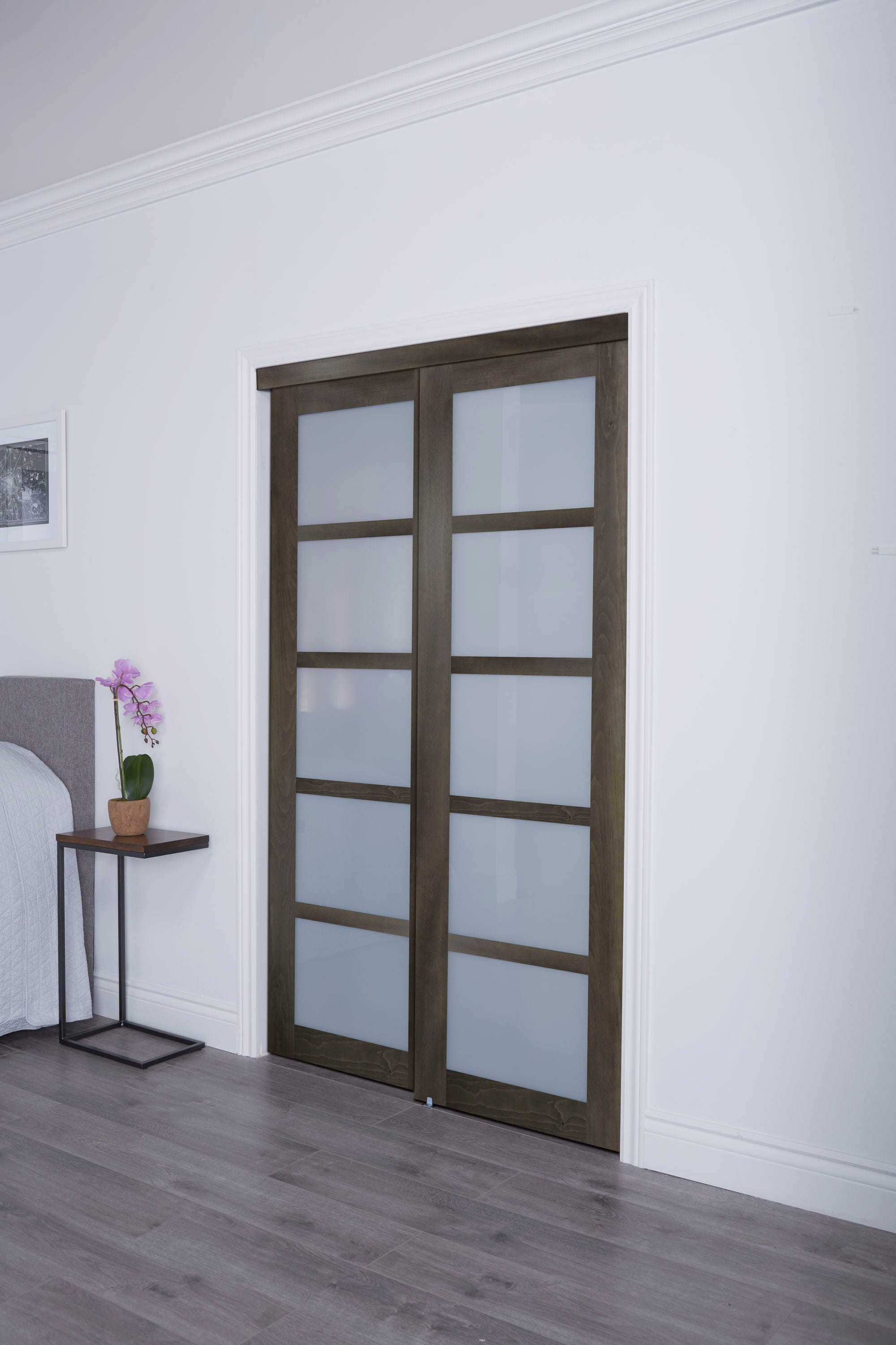 RELIABILT Euro 60-in x 80-in Silver Flush Prefinished Mdf Sliding Door  Hardware Included in the Closet Doors department at