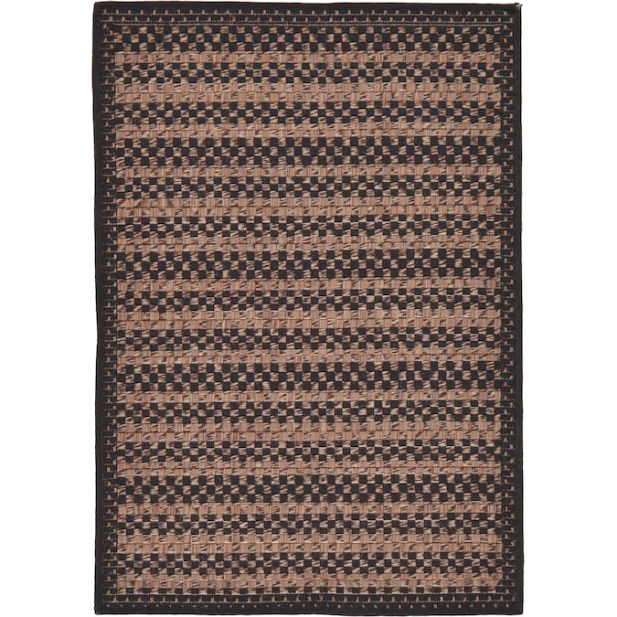 Unique Loom Checd Outdoor 2 X 3, Black And Brown Area Rugs