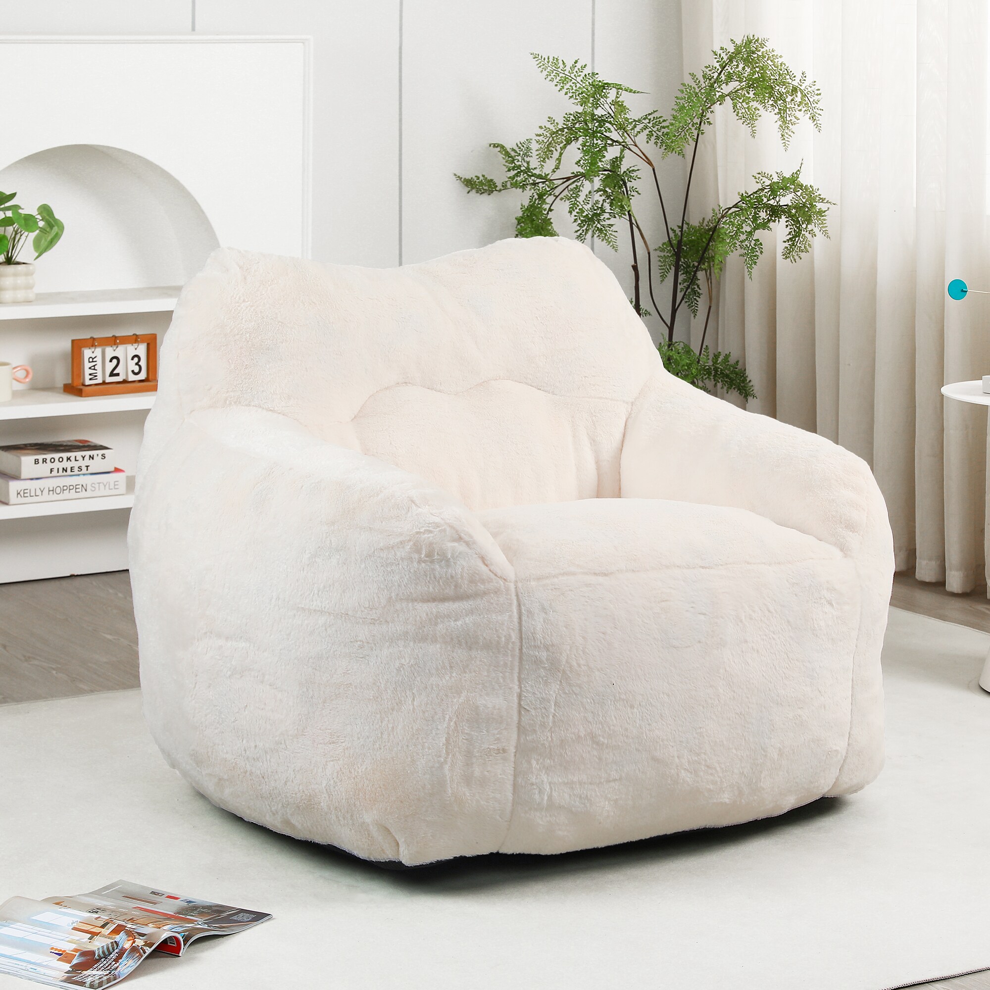 Tatayosi XJ Adult Ergonomic Bean Bag Sofa Chair with Armrests High-Density Foam Removable Cover for Reading Living Room Bedroom