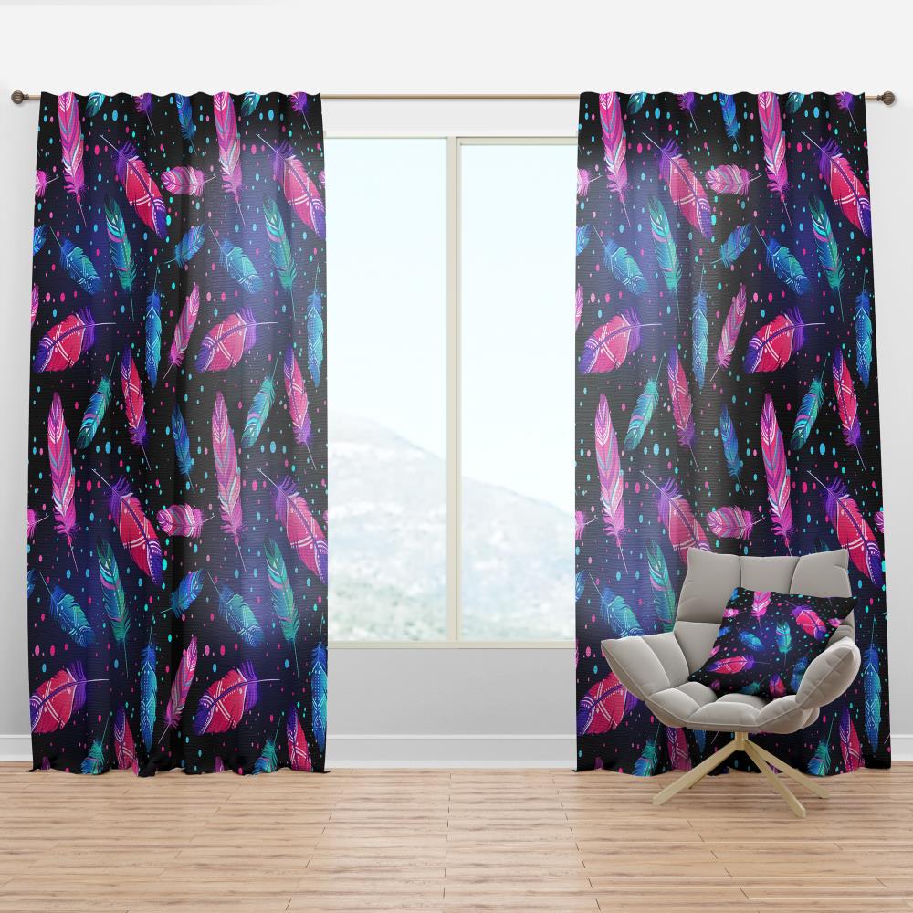 Designart CTN18677-52-90 90-in Black Abstract Room darkening Thermal lined Rod pocket Single curtain panel
