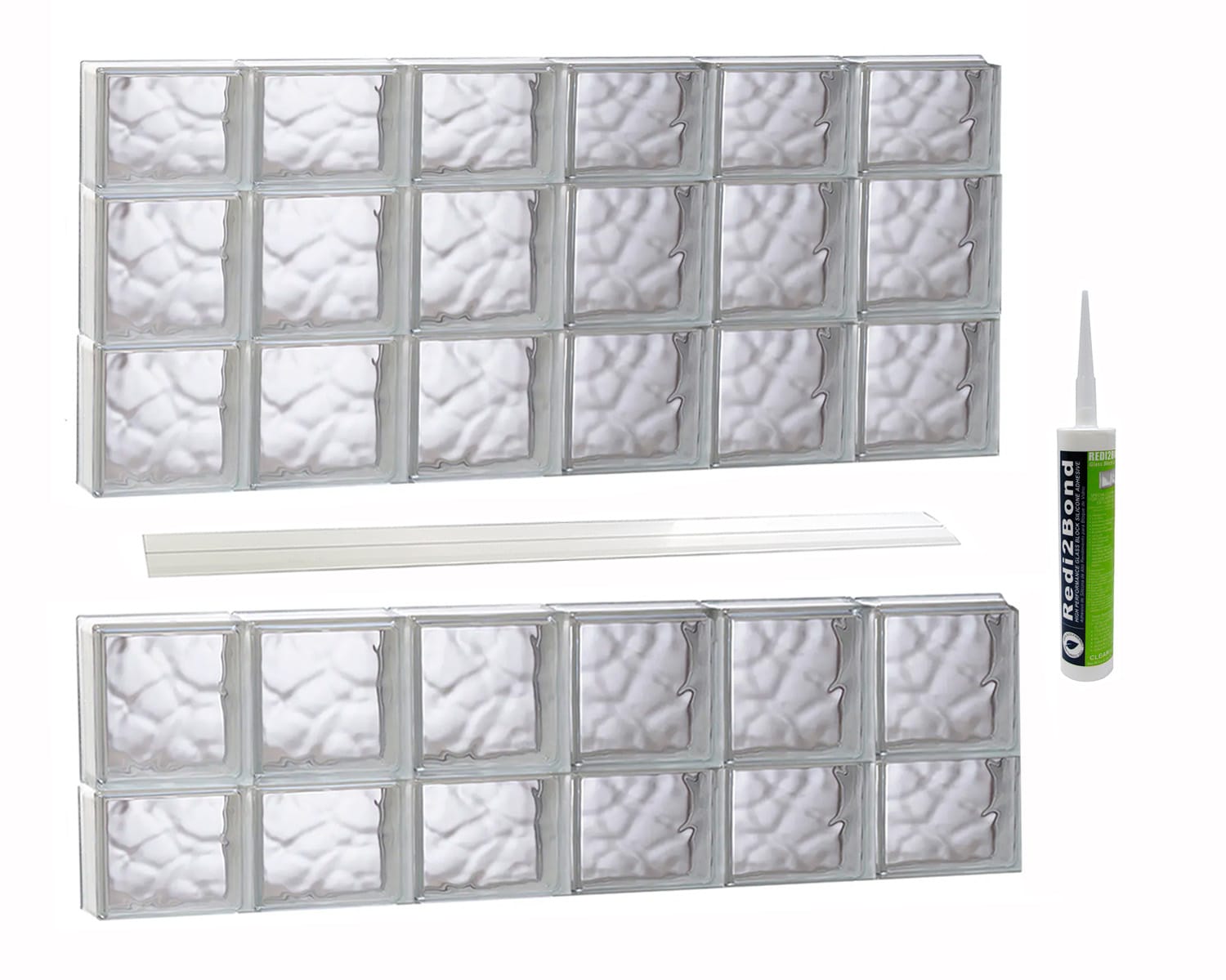REDI2SET S4836DC Wavy Glass 46-1/2-in x 34-3/4-in Frameless Replacement Glass Block Window