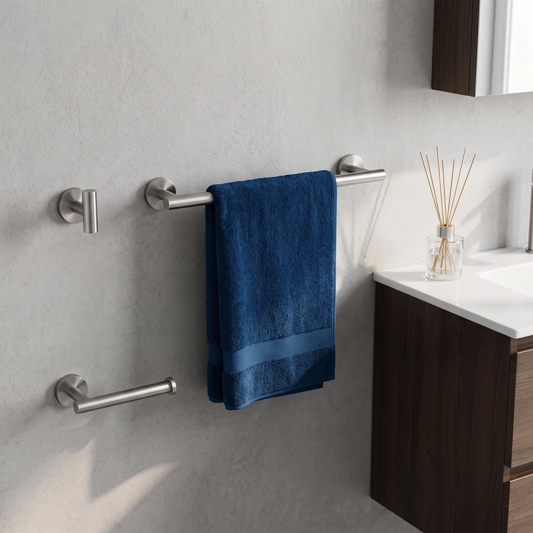 JPJPUU 12 in. Brushed Nickel Bathroom Hardware Set - Towel Bar Toilet Paper Holder and Robe Hook (3-Piece)