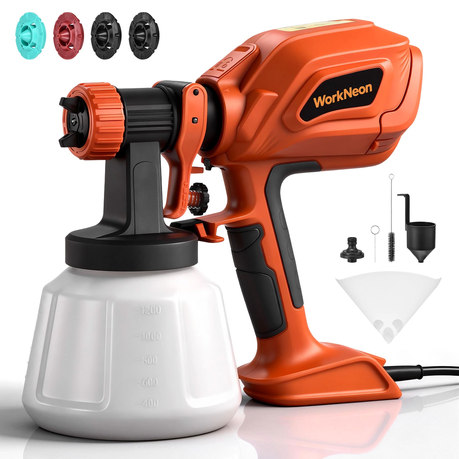 Unique Bargains Paint Sprayer for House Painting 800W HVLP Spray Paint Gun with 4 Nozzles and 3 Patterns Electric Spray 1200ml Container Easy to Clean for Fence Furniture DIY Garden Walls #S26041600UX4501