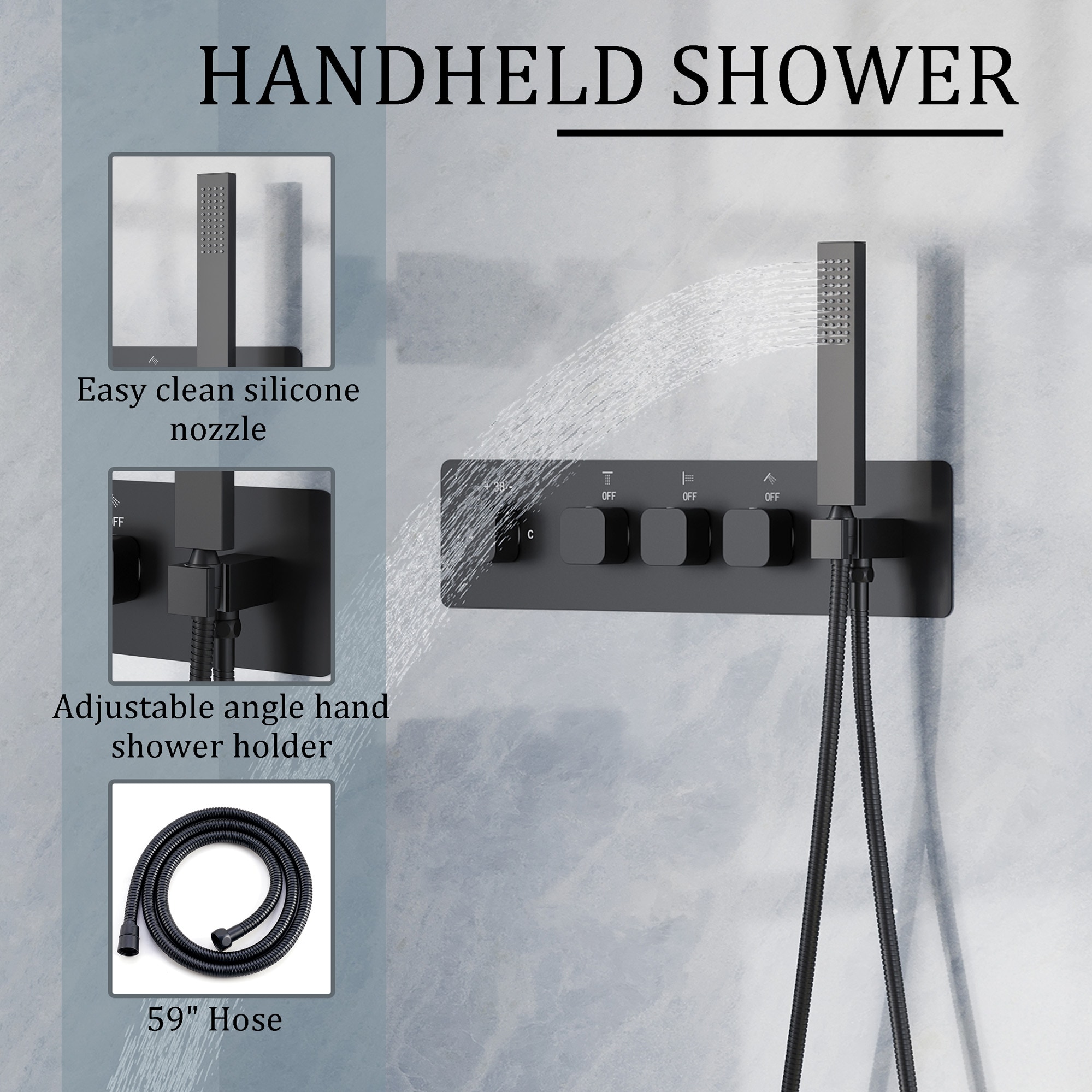 LIVIZA WB-85042-MB Showerhead-Bar-Panels - View #8