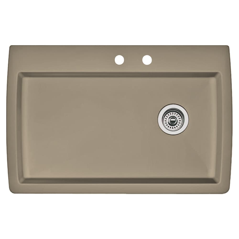 Diamond Dual-mount 33.5-in x 22-in Truffle (Brown) Granite Single Bowl 2-Hole Kitchen Sink | - BLANCO 441287-2