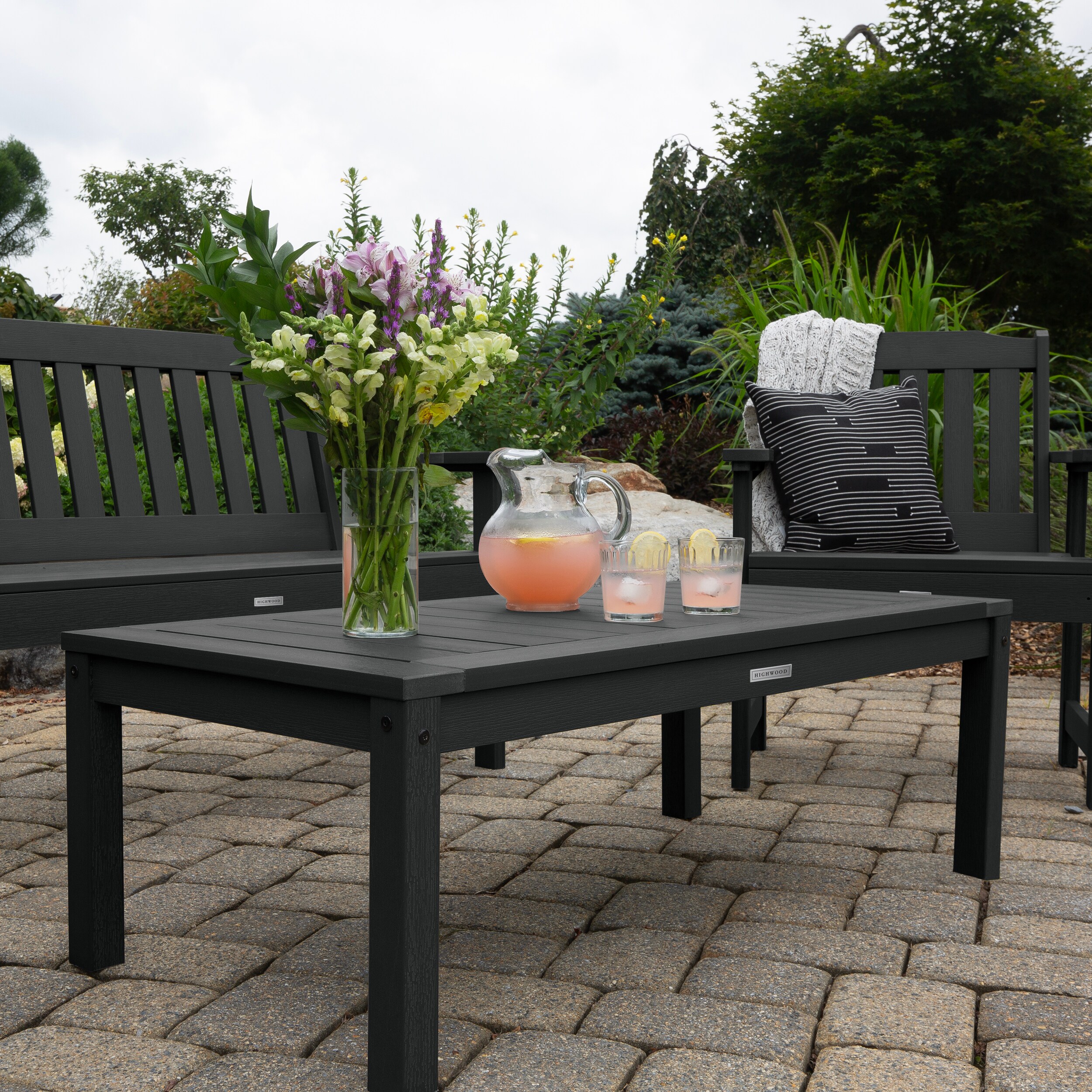 highwood AD-DSCT1-BKE The Adirondack Collection Rectangle Outdoor Coffee Table 24-in W x 48-in L