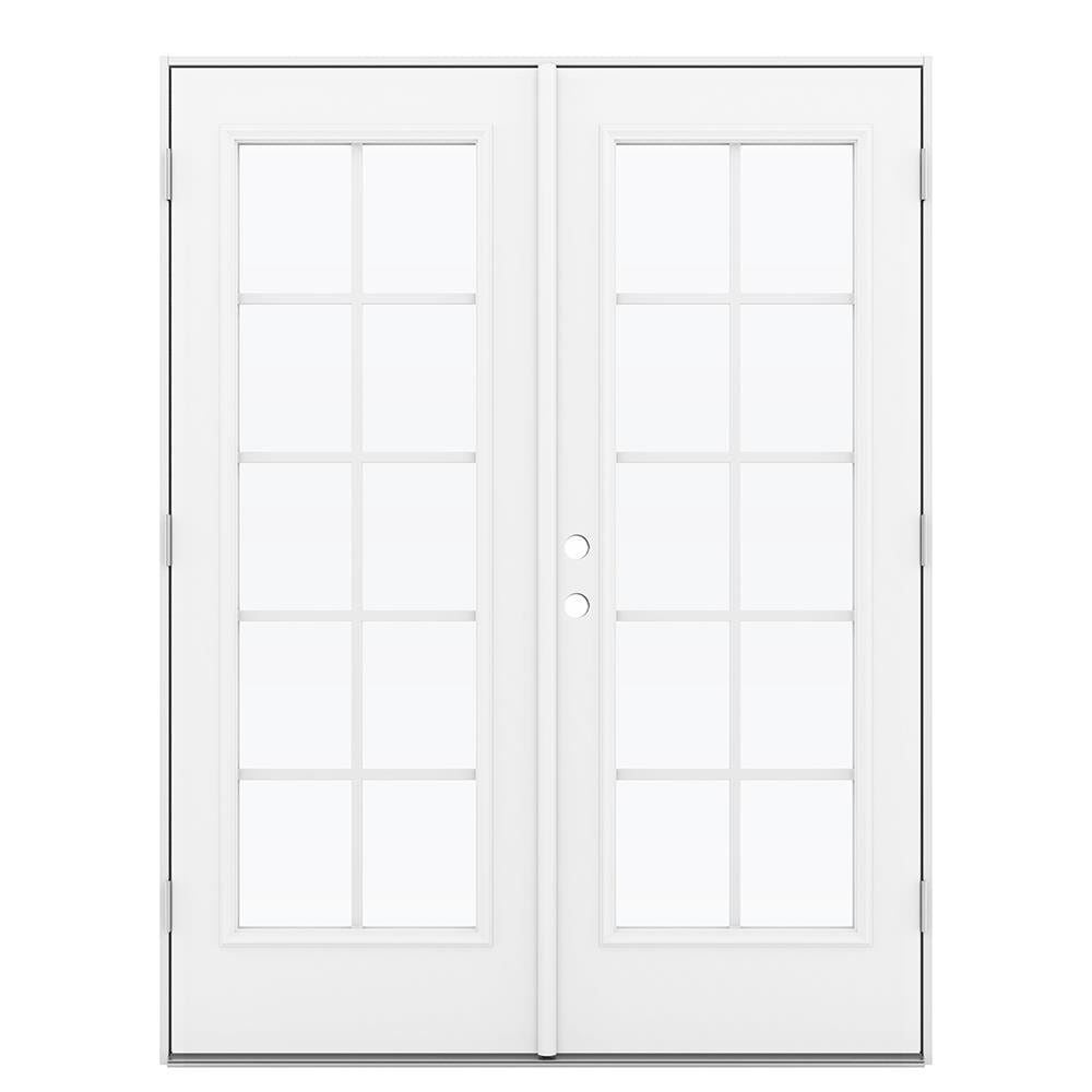 JELD-WEN 60-in x 80-in Low-e Primed Steel French Left-Hand Inswing