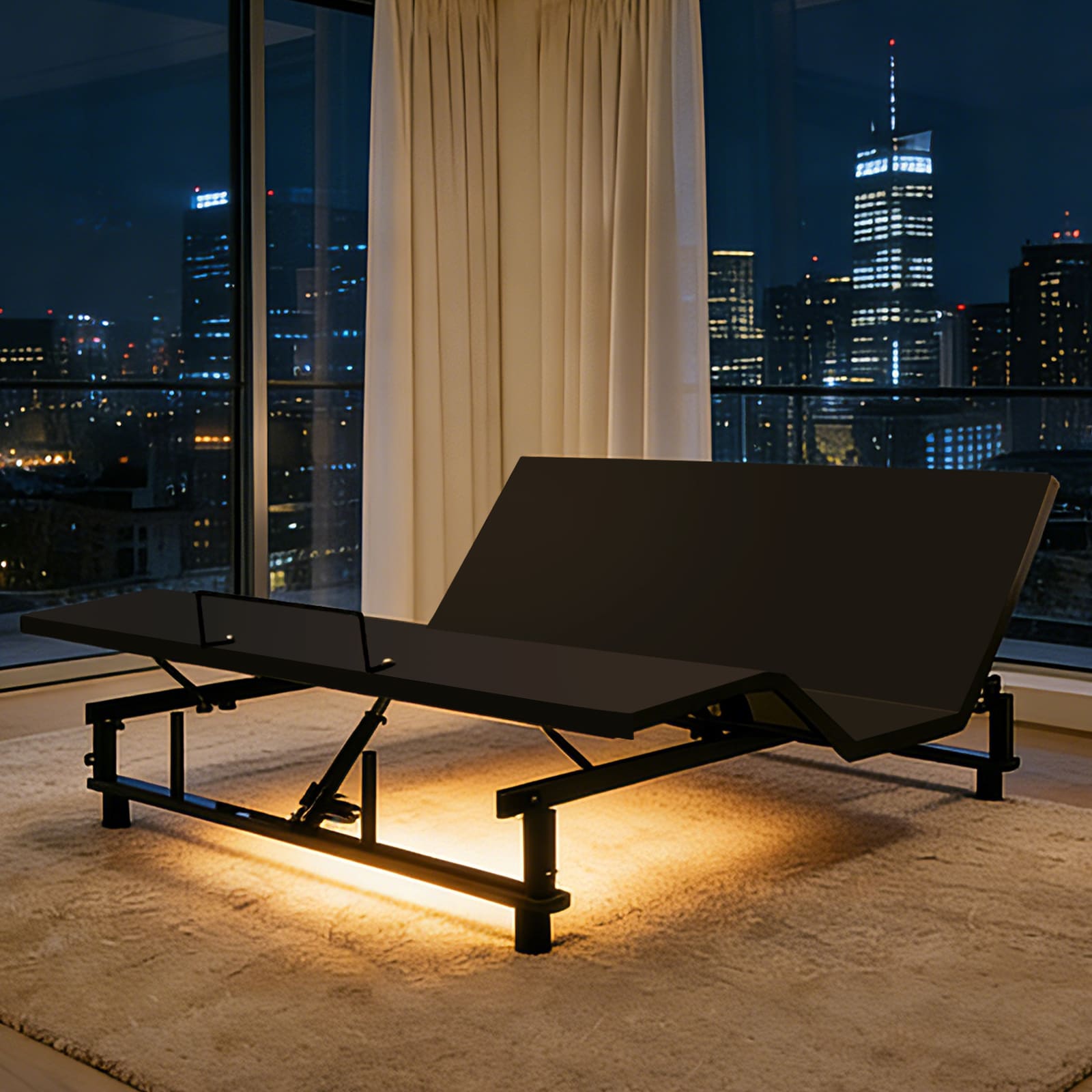 LUXEYARD - Adjustable Bed Base Frame Head and Foot Incline Quiet Motor King Size Zero Gravity 4 P...