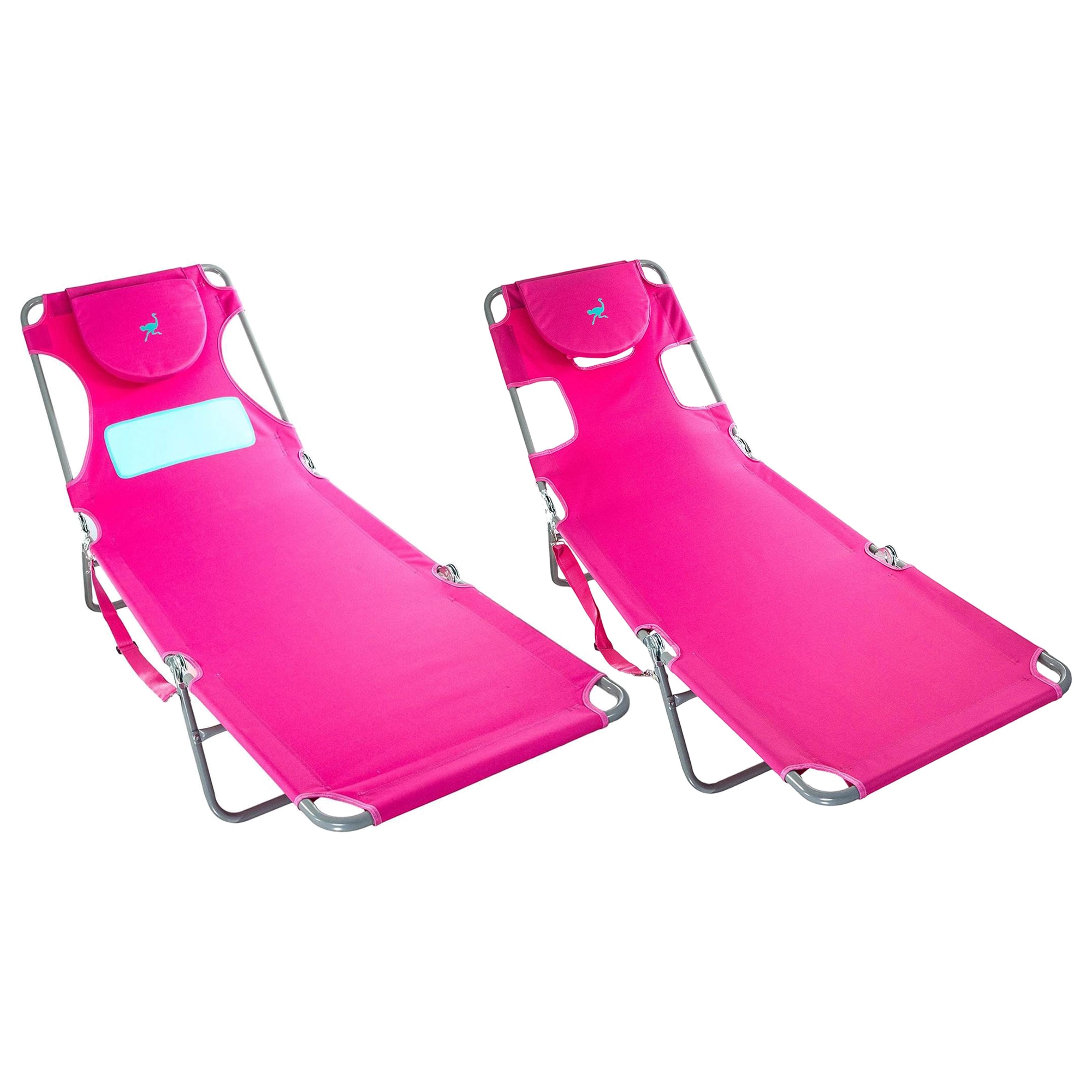Ostrich 323249 Pink Folding Beach chair Adjustable and Carrying Strap/Handle Included