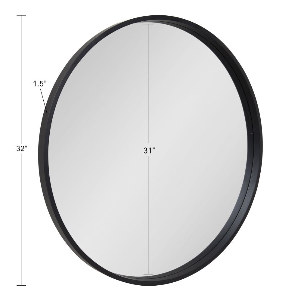 Kate and Laurel Travis 32-in W x 32-in H Round Black Framed Wall Mirror ...