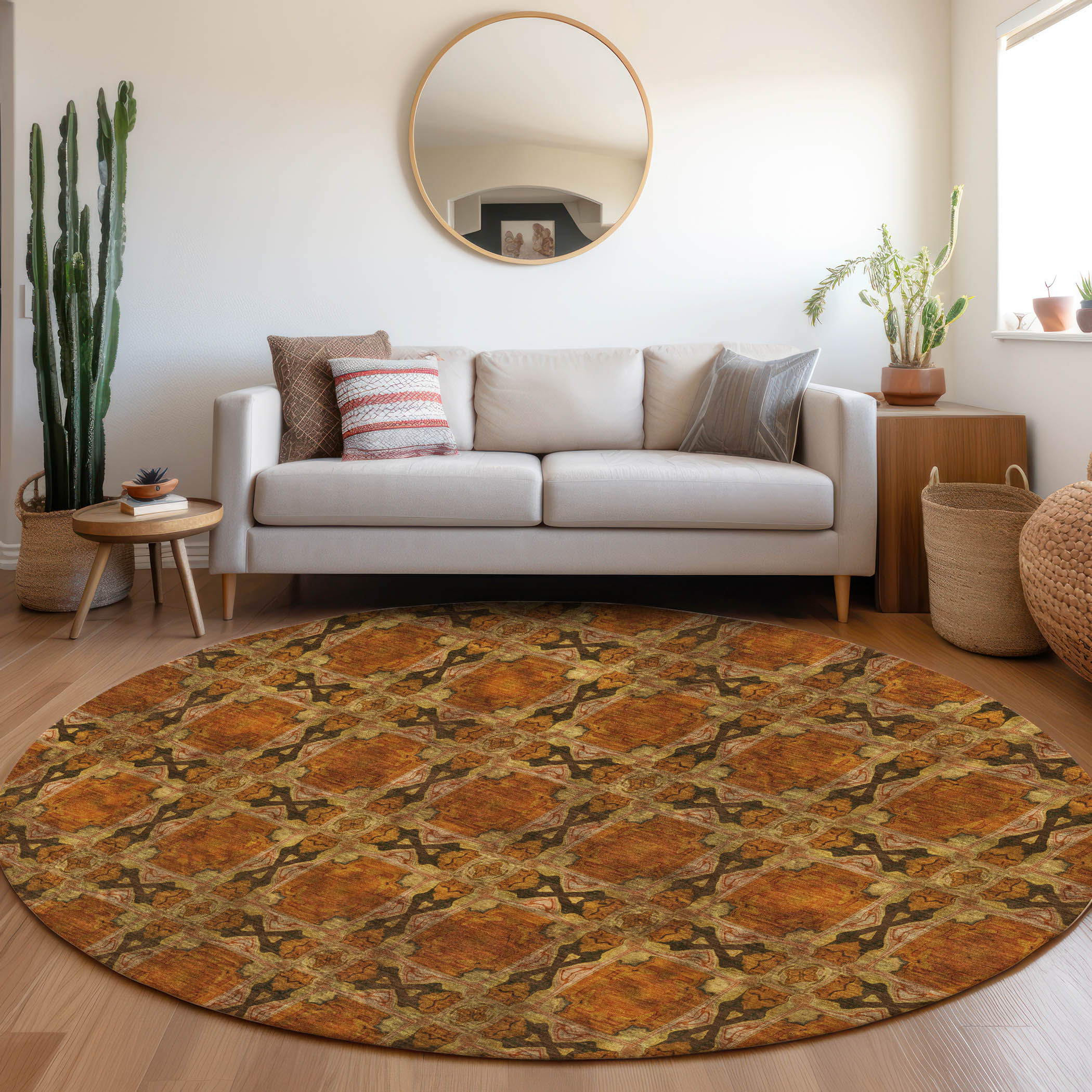 Addison Rugs ACN564PK8RO Chantille ACN564PK 8 x 8 (ft) Polyester Paprika Round Indoor/Outdoor Machine washable Area rug