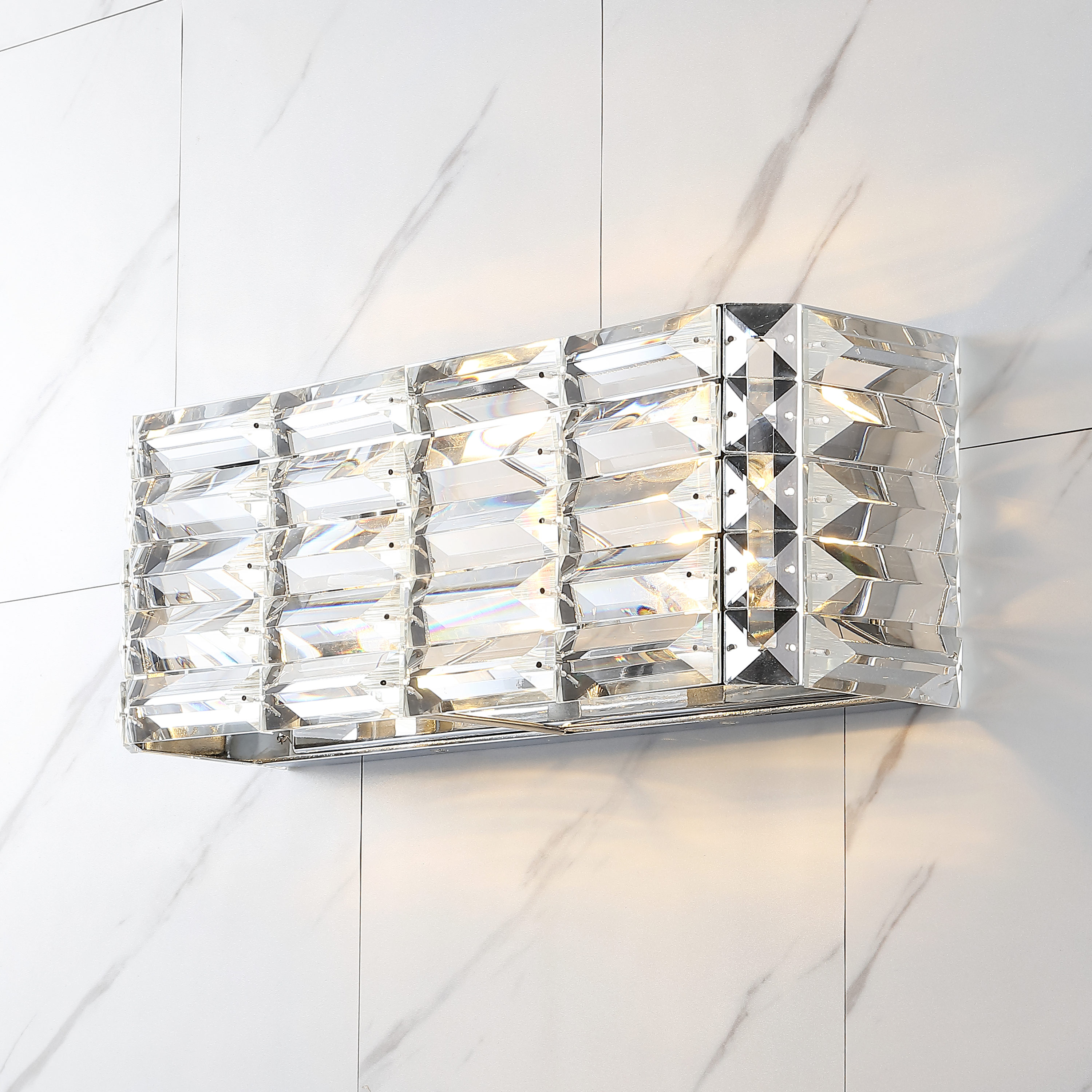 JONATHAN  Y Evelyn Crystal Classic Modern/contemporary 17.5-in 2-Light Chrome LED Glam Vanity Light