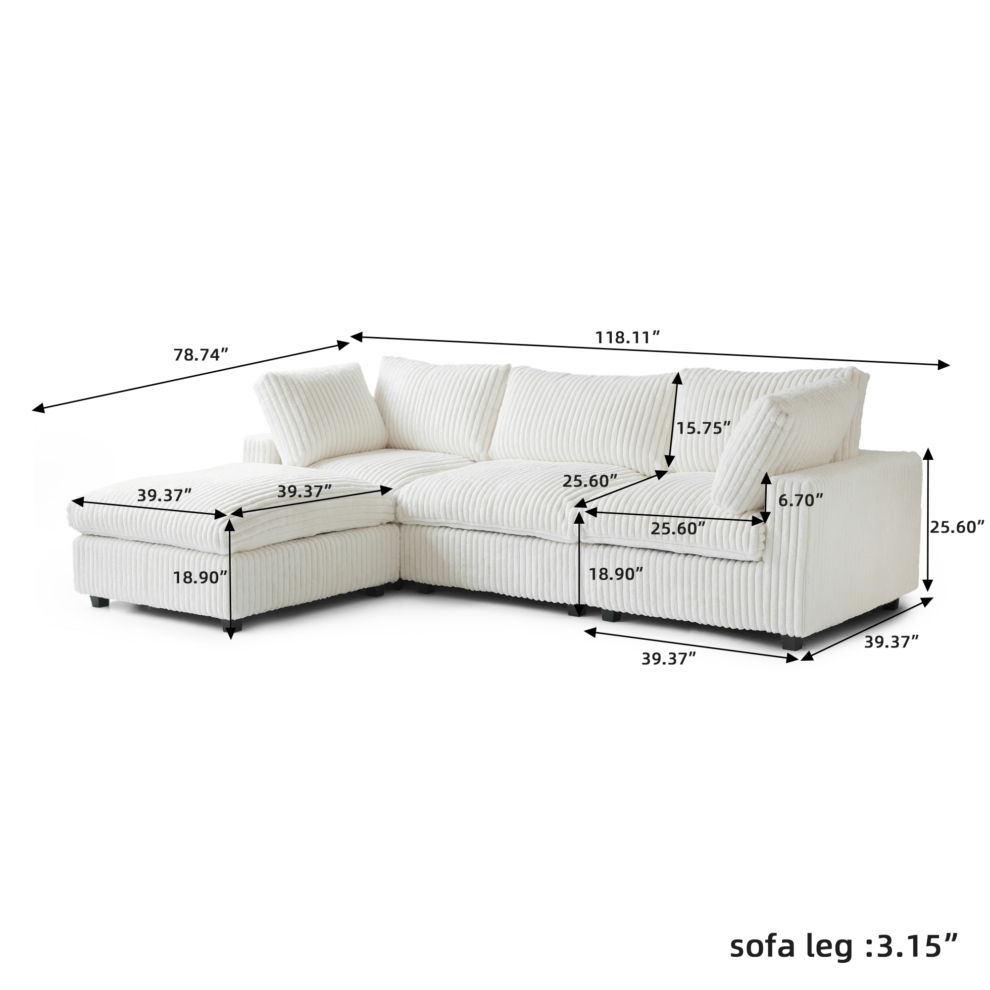 BuotiqHom DH-SF3+1-141BE Sofas-Loveseats - View #3