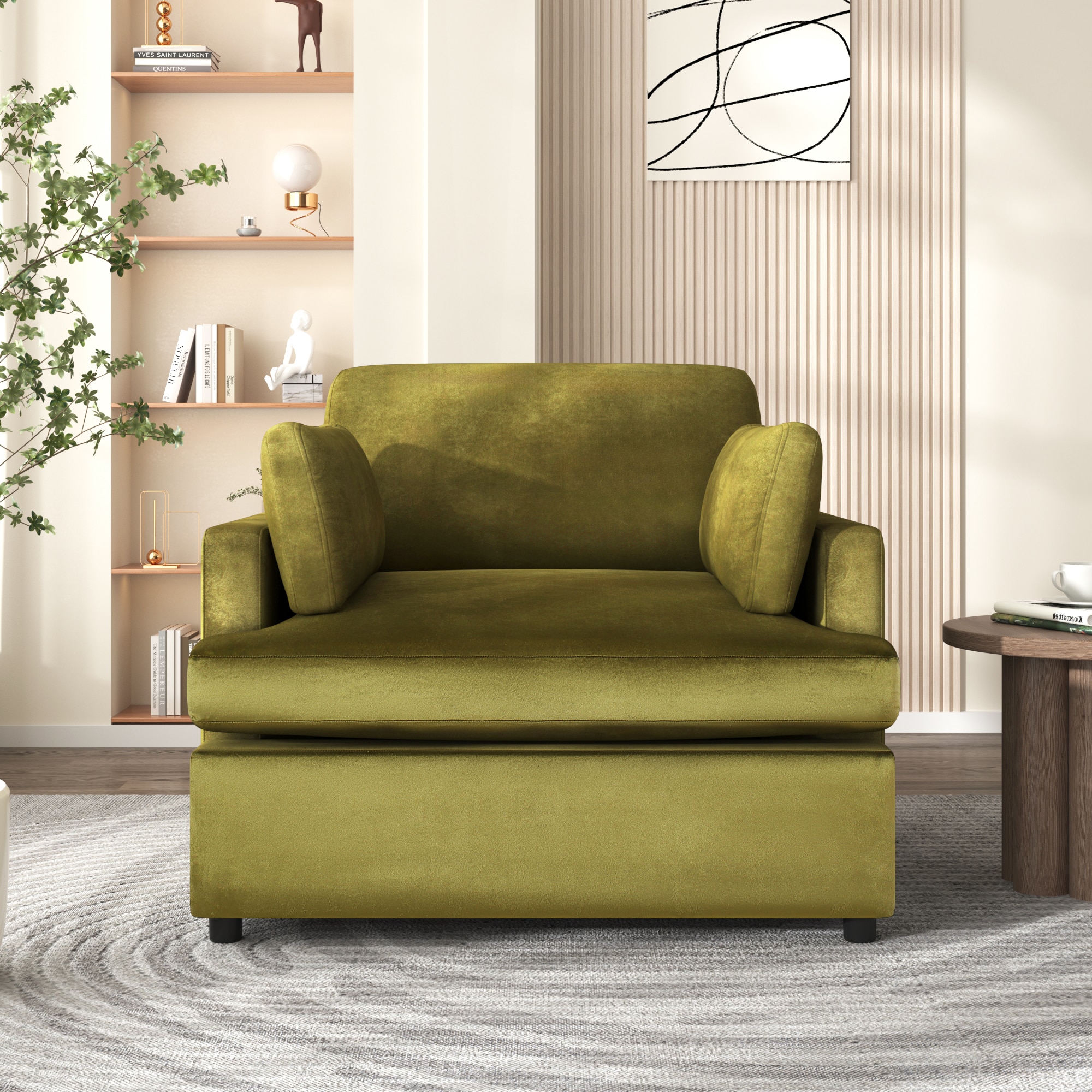 ModernLuxe N760S0000027C Mirod Oversized Accent Chair  Comfortable Armrest Cushions Versatile Neutral Style Elegant Design Durable Frame
