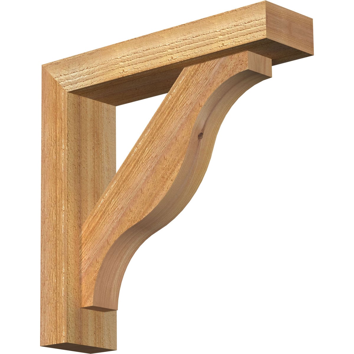 Ekena Millwork 1462208 Funston Block Rough Sawn Bracket with Offset Brace 4-in x 16-in x 16-in Western red cedar Brown Wood Standard bracket