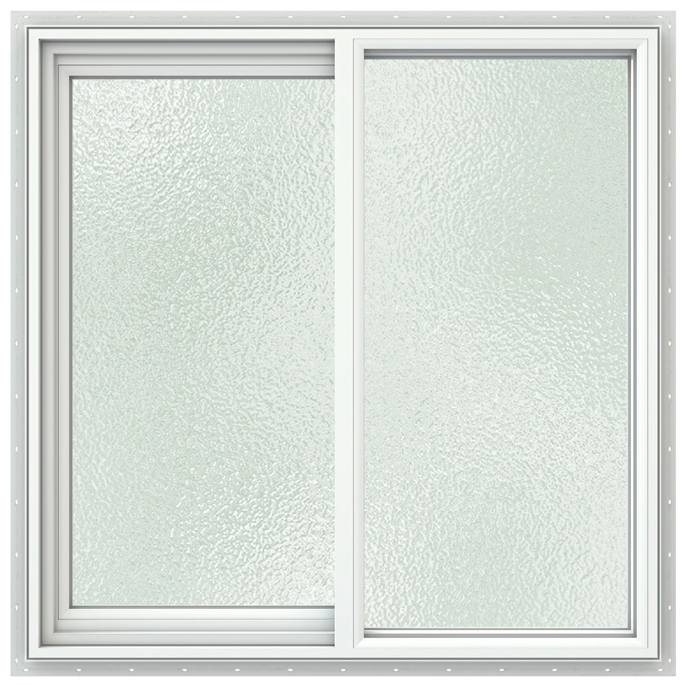 JELD-WEN LOWOLJW232900586 V-2500 35-1/2-in x 35-1/2-in White Exterior White Interior Left-Handed Vinyl Sliding Window Double strength (Full Screen Included)