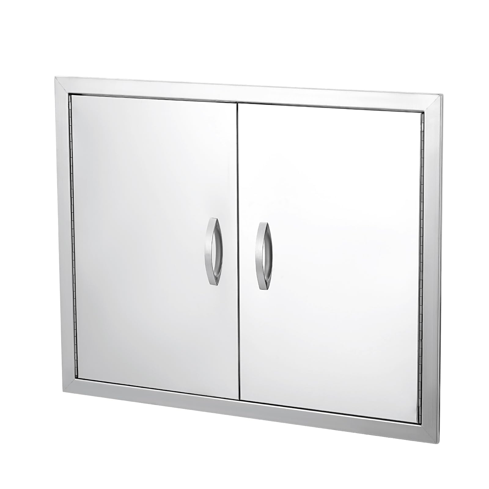 GarveeLife Outdoor Kitchen Door 31x24 Inch Dual Stainless Steel Cabinet Door Flush Mount with Handle and Vent for BBQ Island