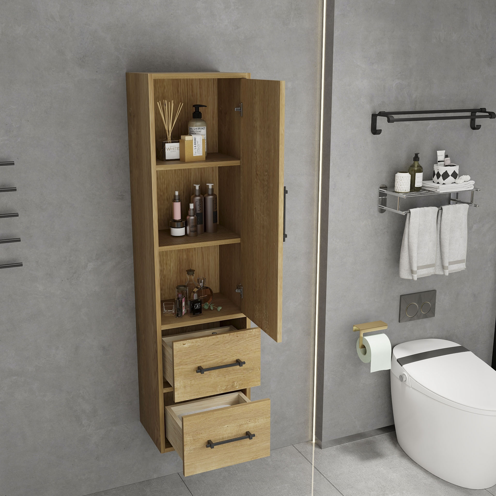BV Better Vanity Victoria 15.75-in x 59-in x 11.8-in Oak Soft Close ...
