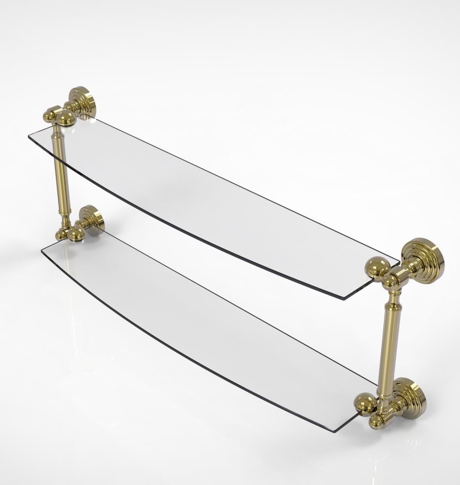 Allied Brass WP-34/24-UNL Waverly Place Unlacquered Brass 2 -Tier Wall mount Bathroom Shelf ( 24-in x 7-in x 5-in )