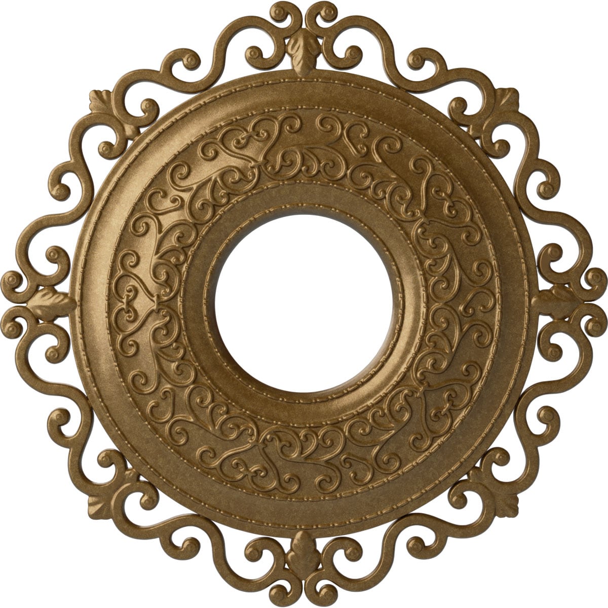 Ekena Millwork CM22ORPAS Orrington 22-in W x 22-in L Painted Pale Gold Polyurethane Whole Ceiling Medallion