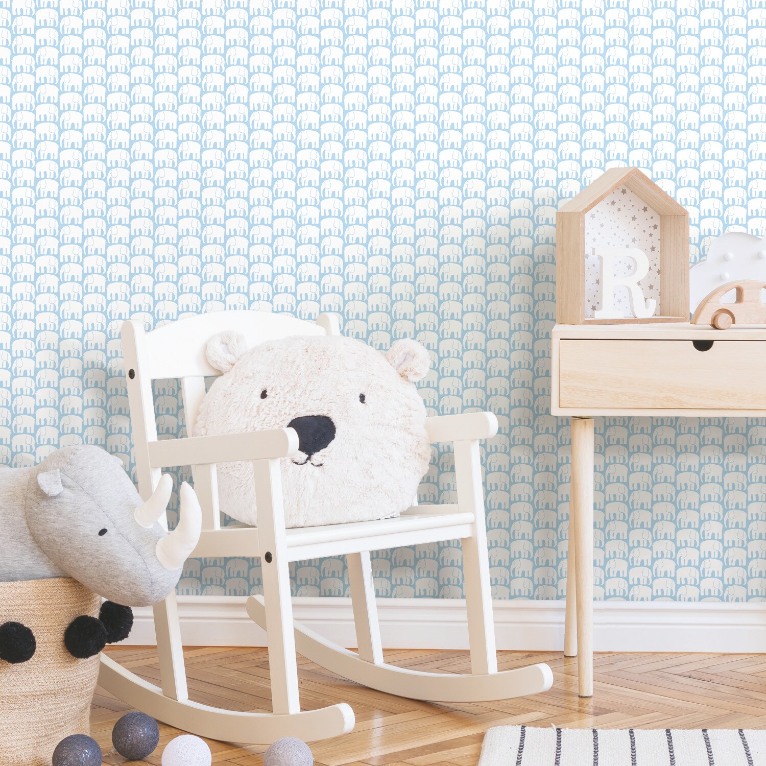 RoomMates RMK11526RL 28.29-Sq. Feet Blue Vinyl Novelty Self-adhesive Peel and Stick Wallpaper
