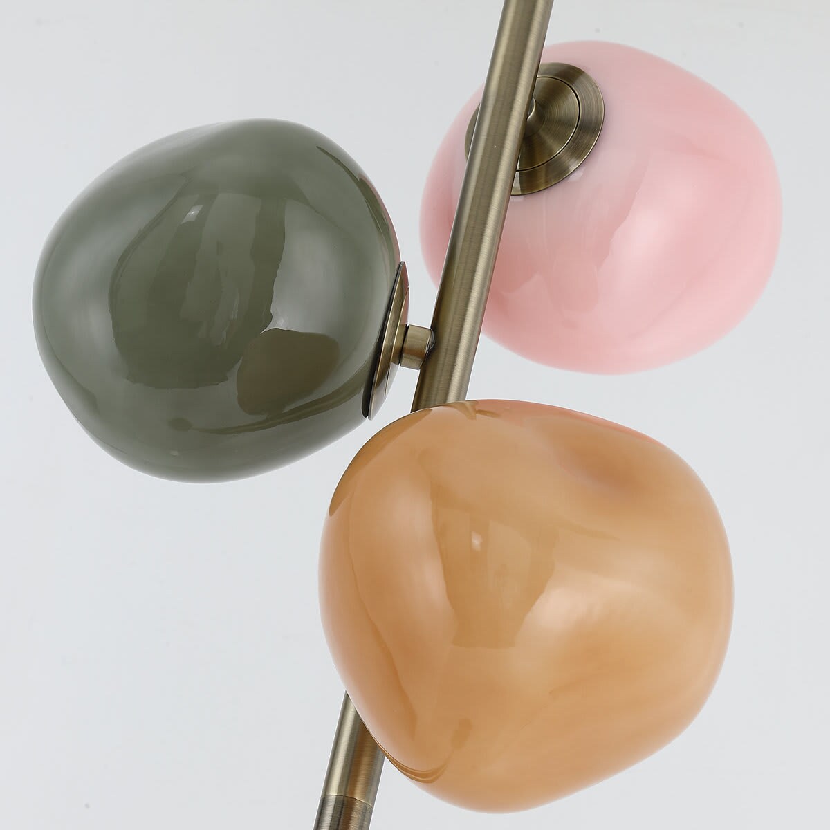 BIGHOUSE 63'' Tree Floor Lamp with 3 Pink Orange Teal Glass Globe