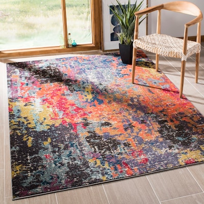 Safavieh Monaco Olea 2 x 8 Blue/Orange Indoor Abstract Bohemian/Eclectic Runner Safavieh Monaco Olea 2 x 8 Blue/Orange Indoor Abstract Bohemian/Eclectic Runner