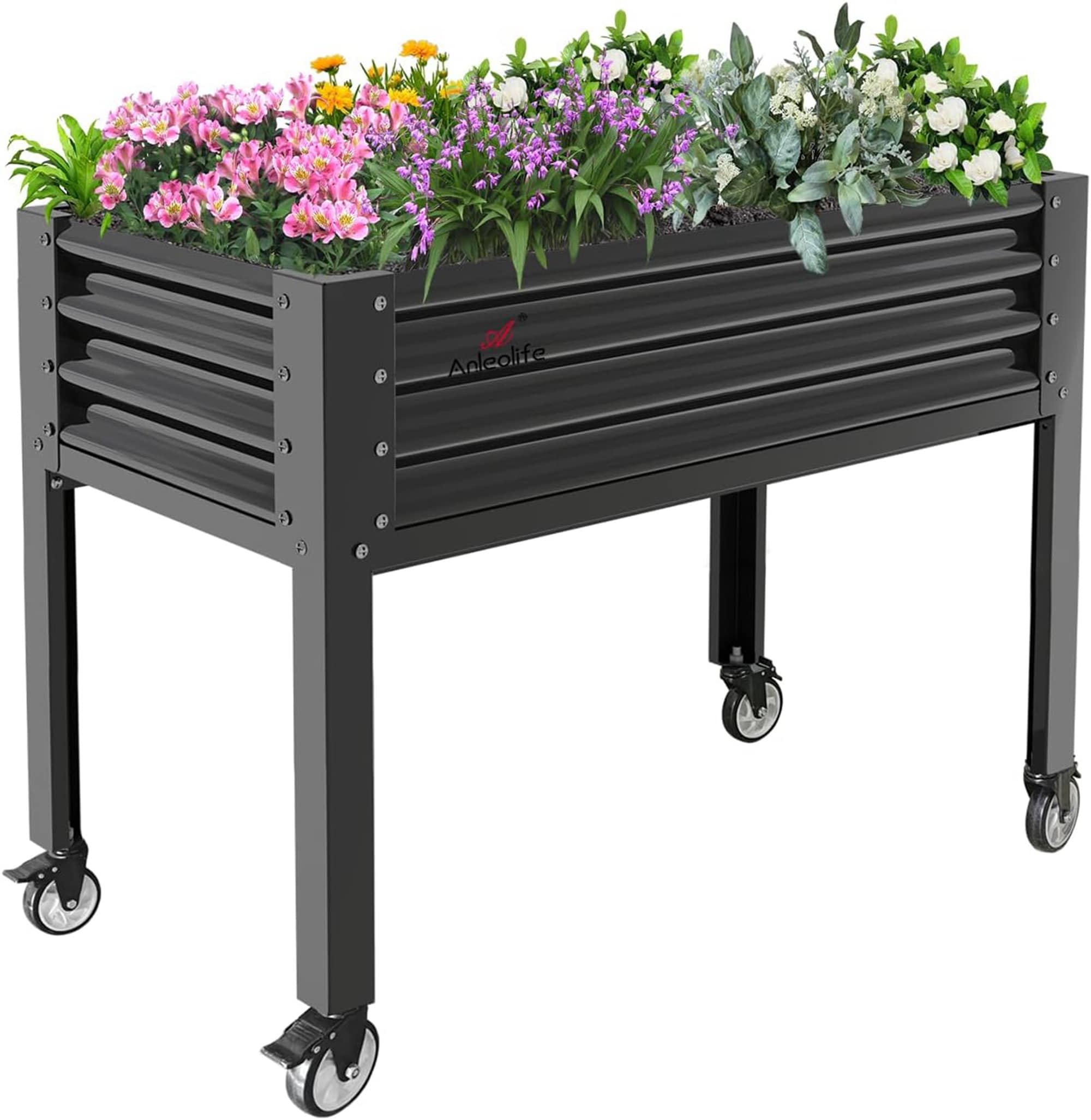 Runesay QCGABED04-09 24-in W x 48-in L x 35-in H Gray Galvanized Metal Raised Planter Box