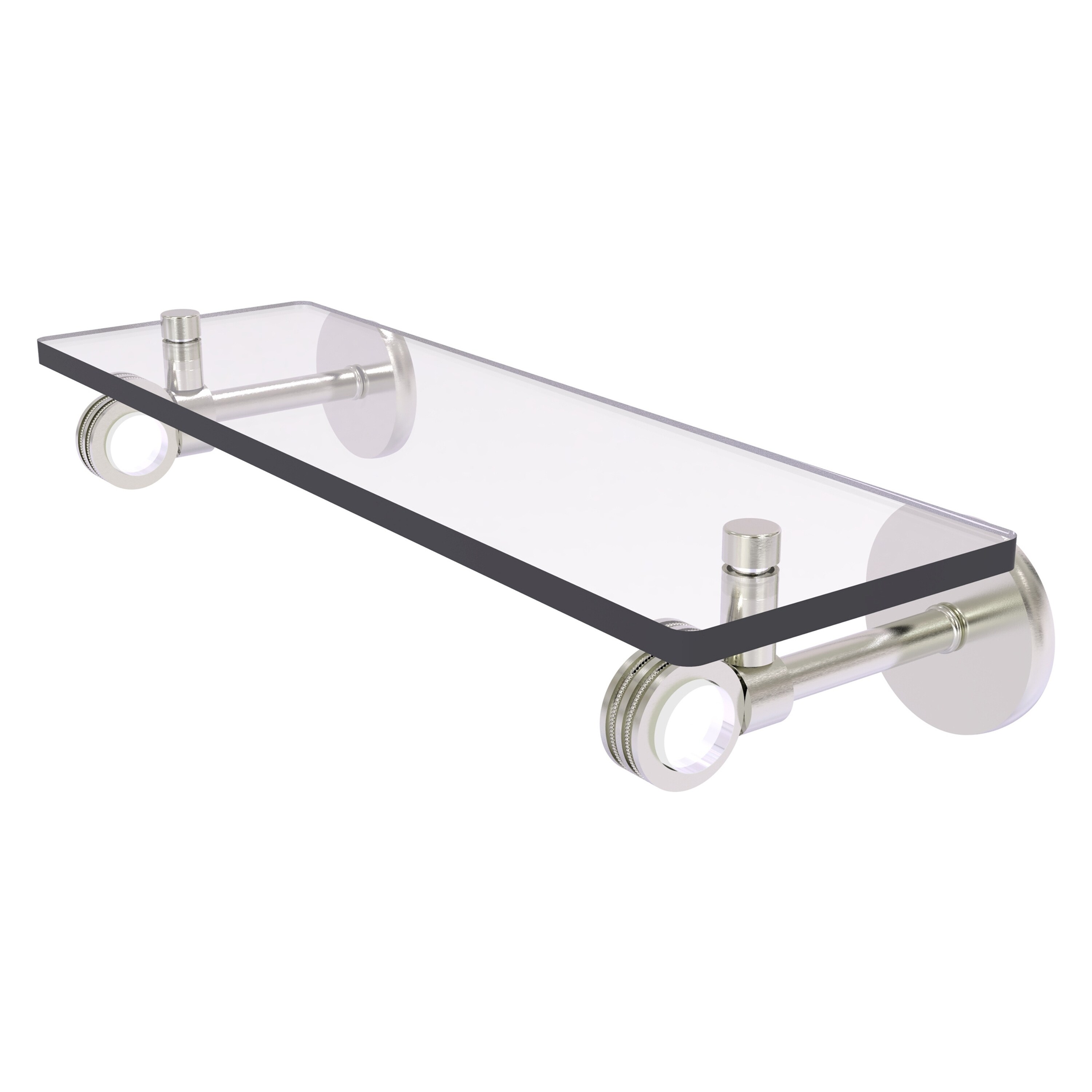 Allied Brass CV-1D-16-SN Clearview Satin Nickel Wall mount Bathroom Shelf ( 16-in x 3.3-in x 5-in )