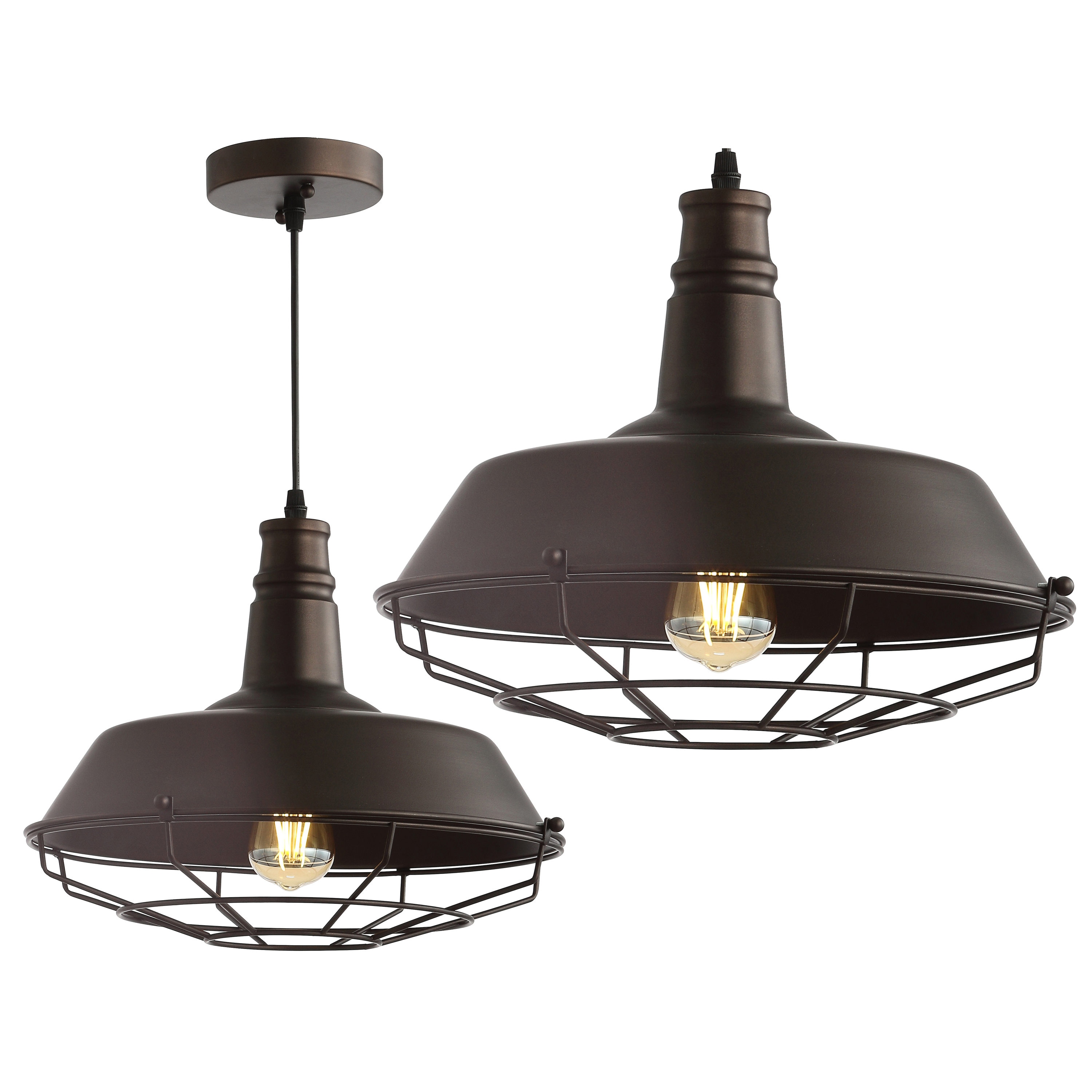 Rustic Farmhouse 14.25" Oil Rubbed Bronze LED Pendant Light