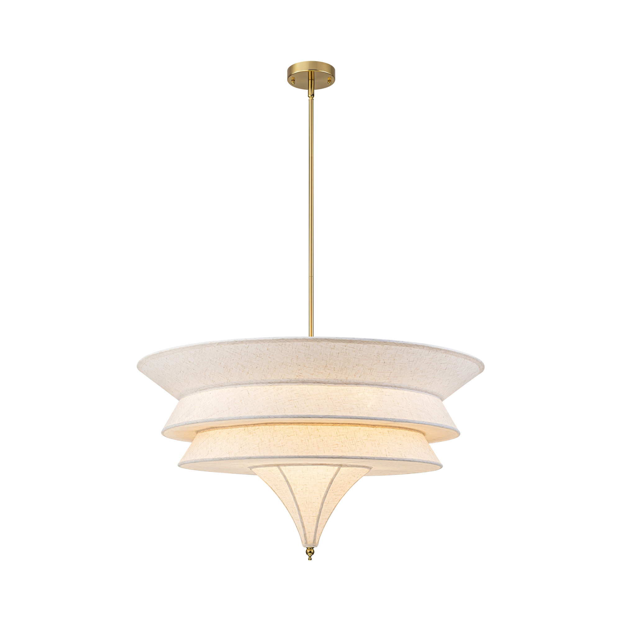 Y'INSP Aster 5 -Light Brushed Brass Fabric Metal Chandelier in the ...