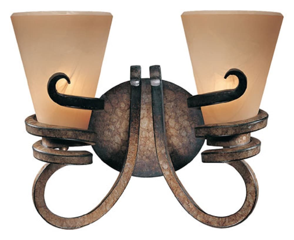 Tofino Bronze Dual 100W Bath Vanity Light with Mabre Grabar Glass
